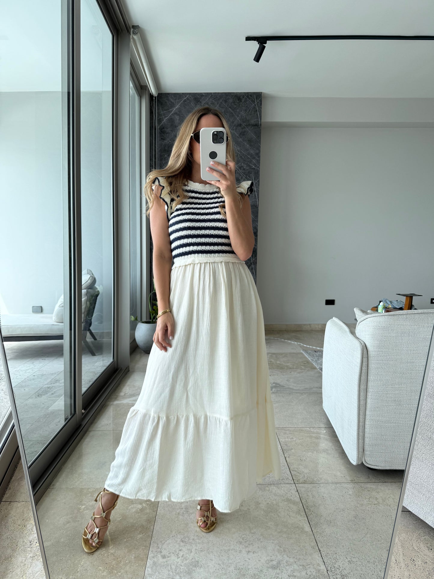 Knitted ruffled dress