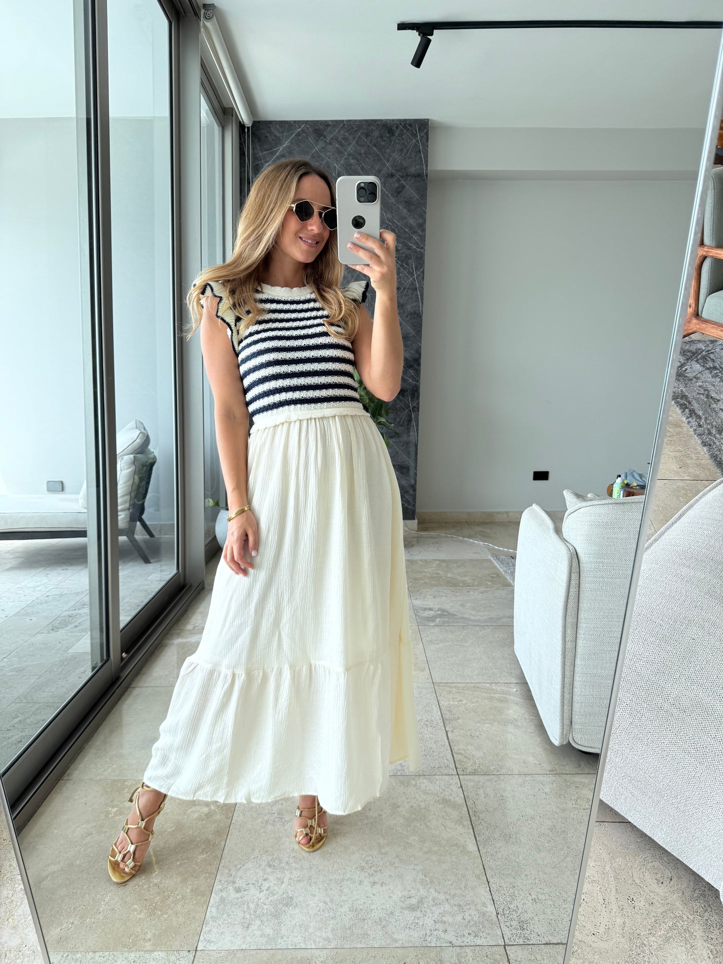 Knitted ruffled dress