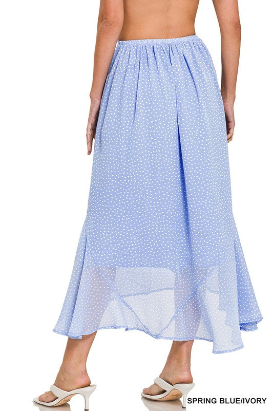 Blue light mini polka dots midi skirt 12 nov