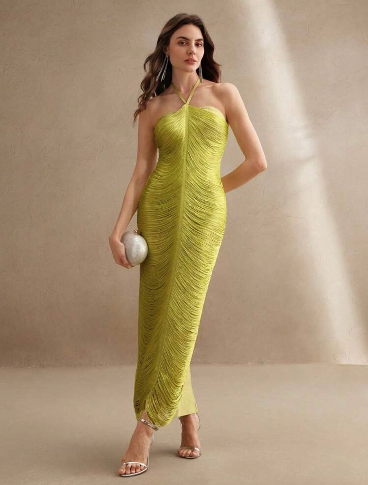Lime Fringed Gia Dress