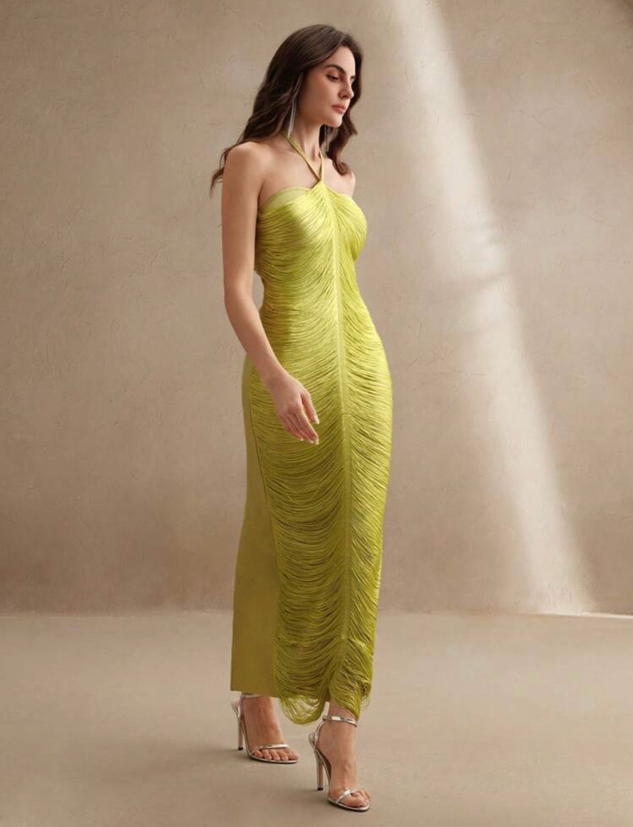 Lime Fringed Gia Dress