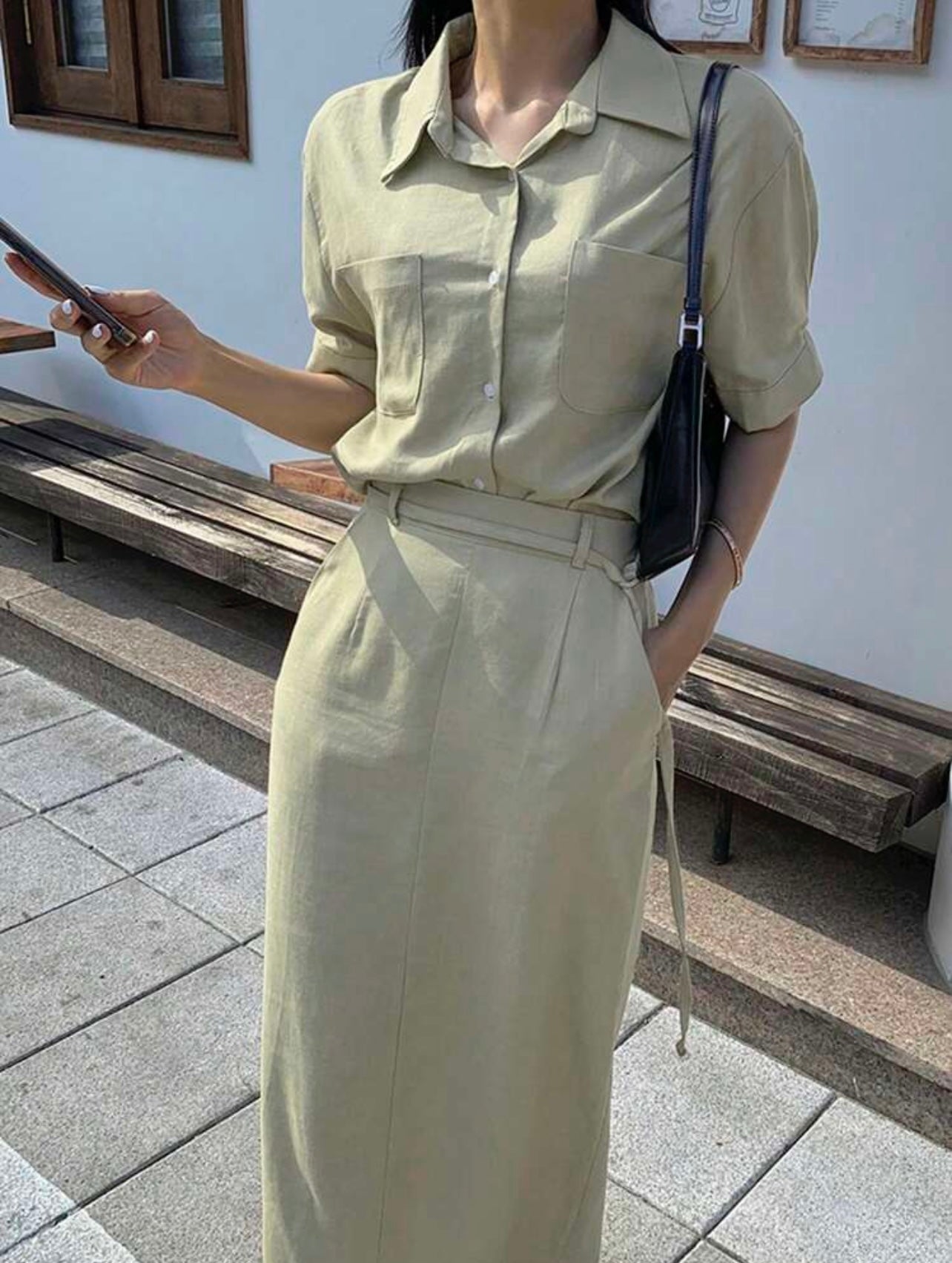 Sage skirt set