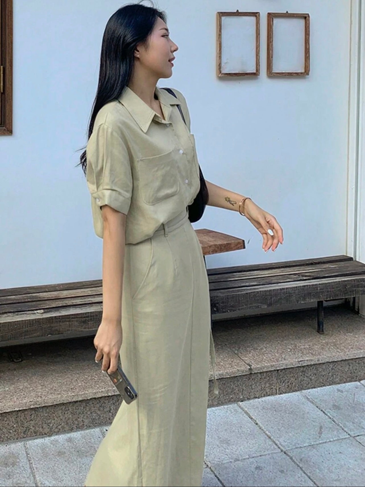 Sage skirt set