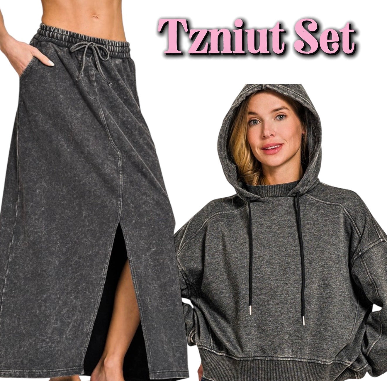 Black Tzniut skirt set de viaje