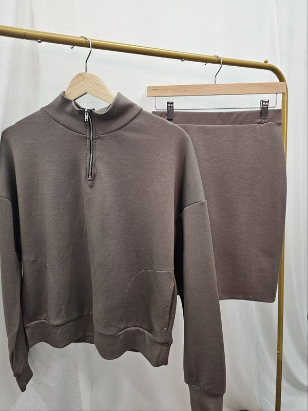 Mockha collared tzniut skirt set