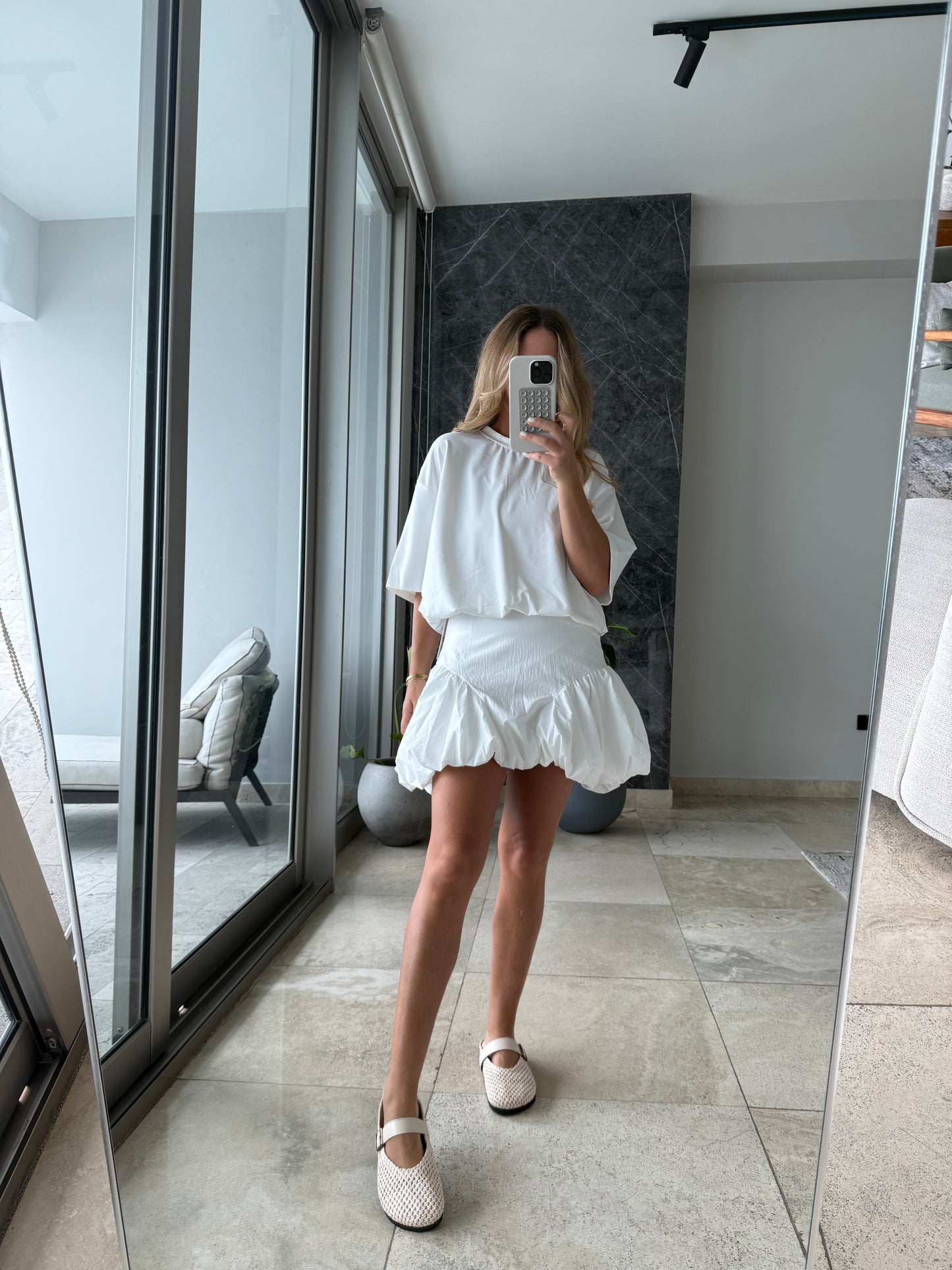 White bubble tshirt dress