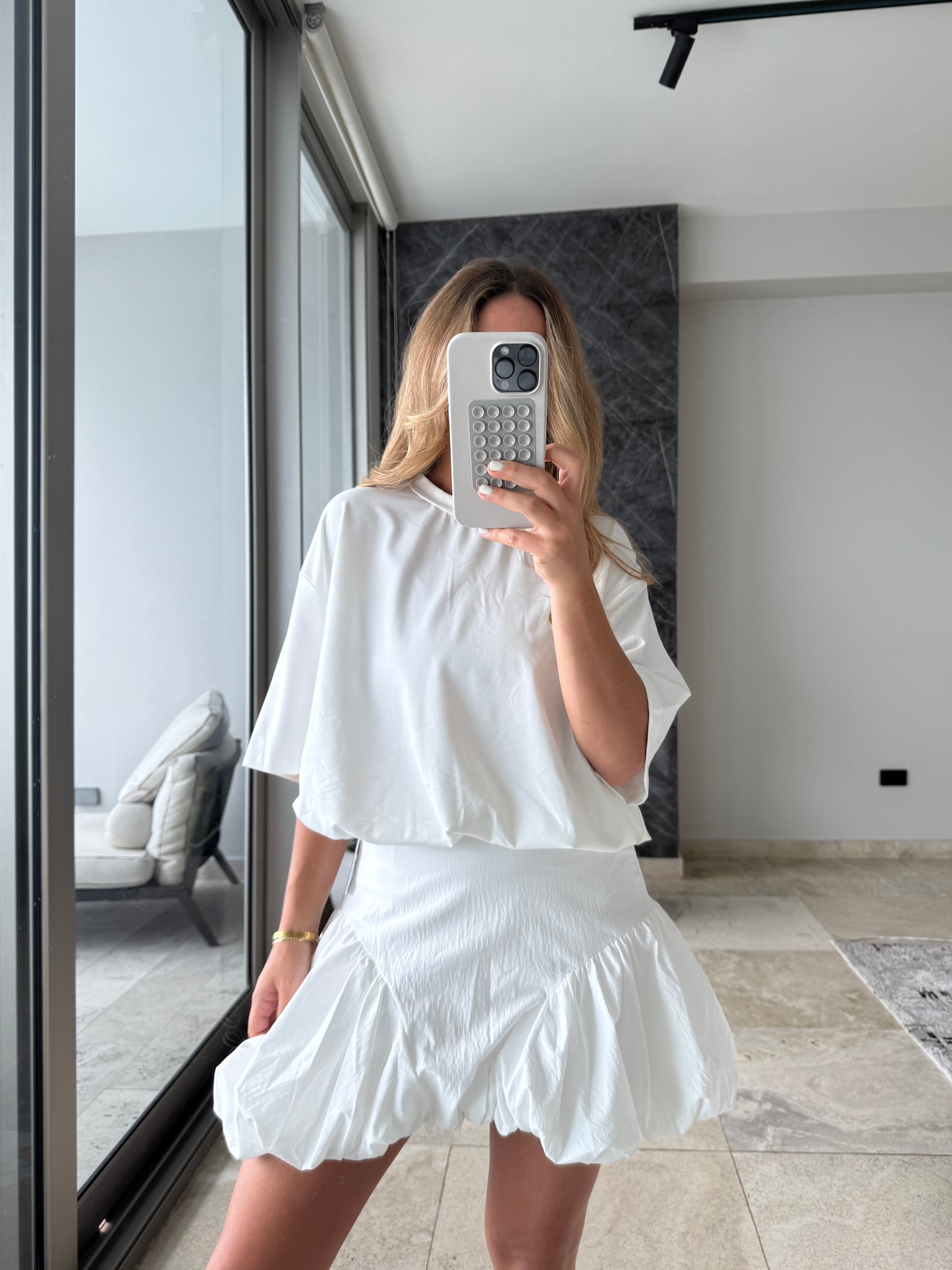 White bubble tshirt dress