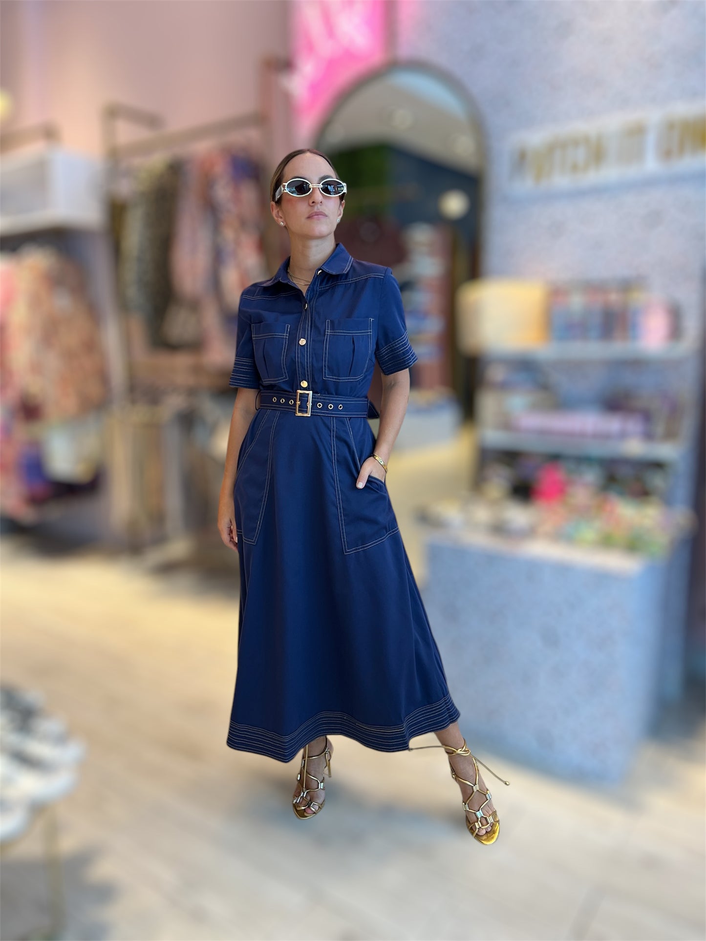 Navy stiched Dress