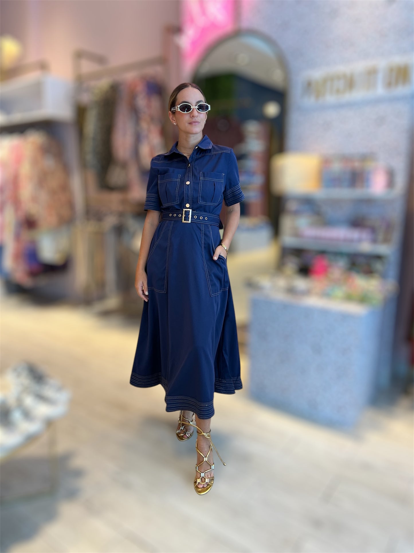 Navy stiched Dress