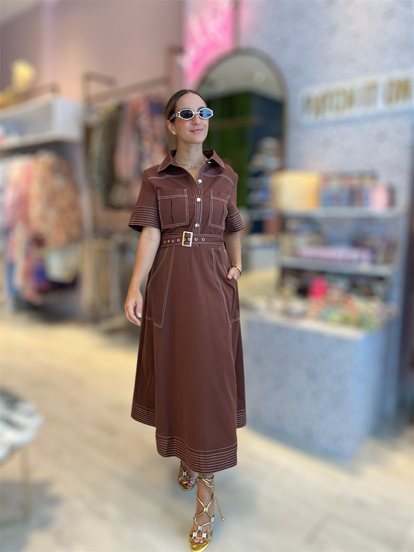 Brown stiched Dress 18 abril