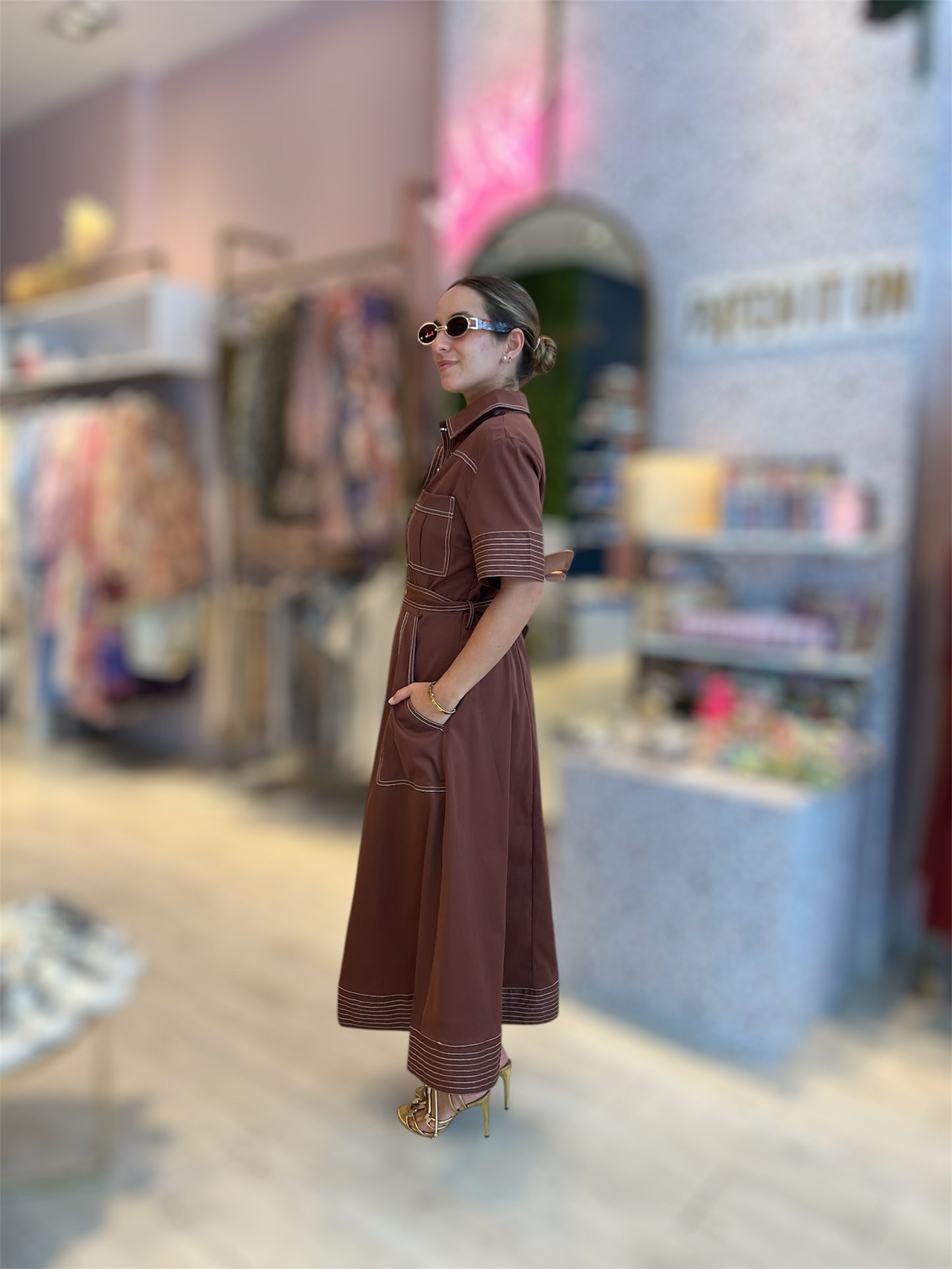 Brown stiched Dress 18 abril