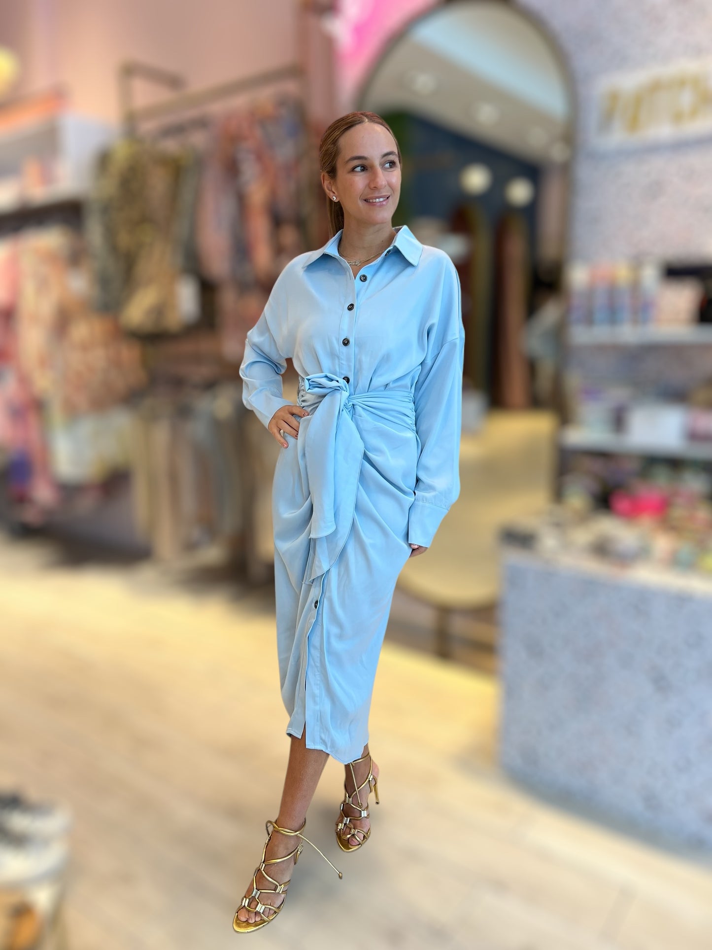 Light Blue Silky Dress