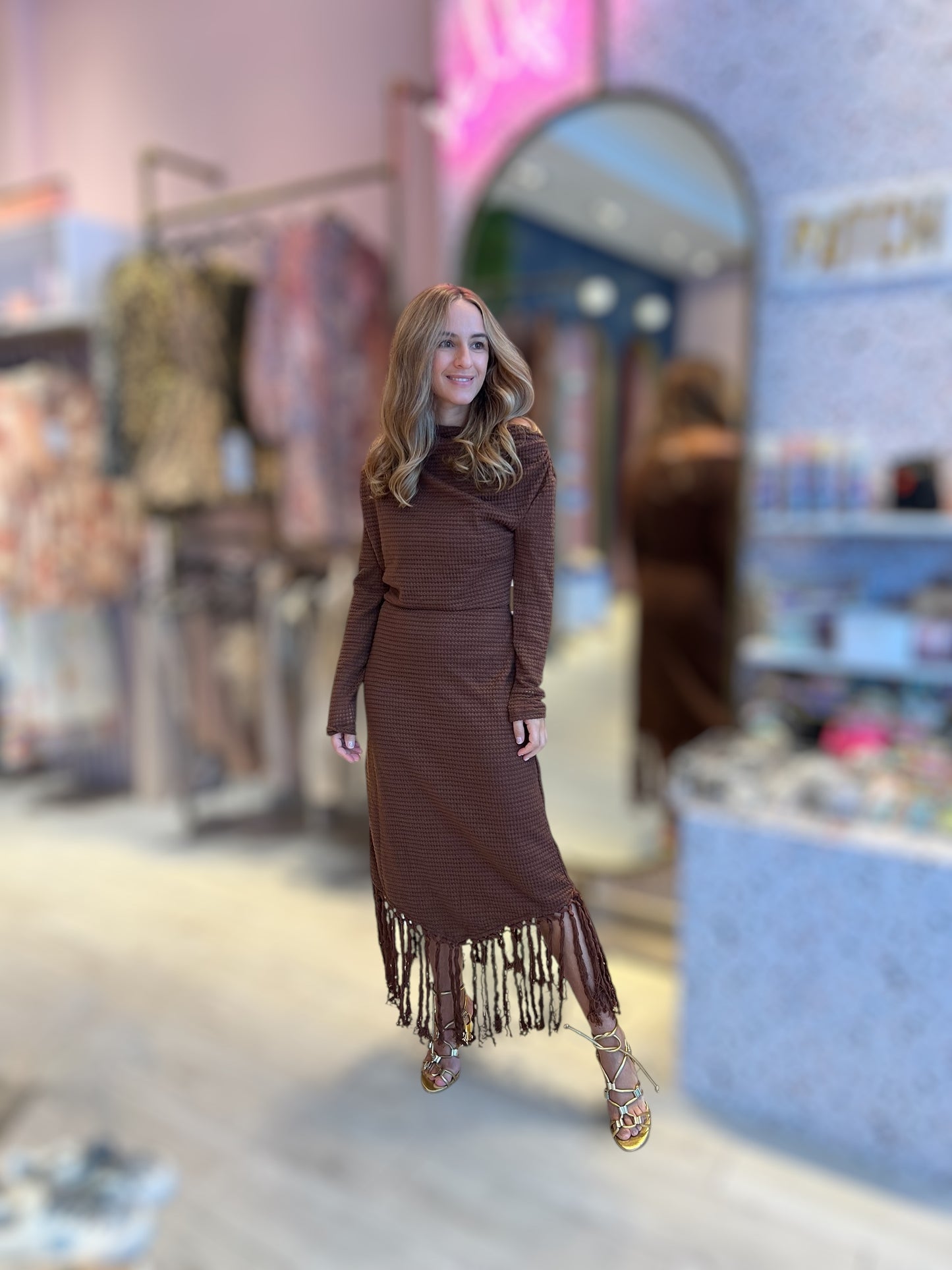 Brown Fringed Dress 18 abril