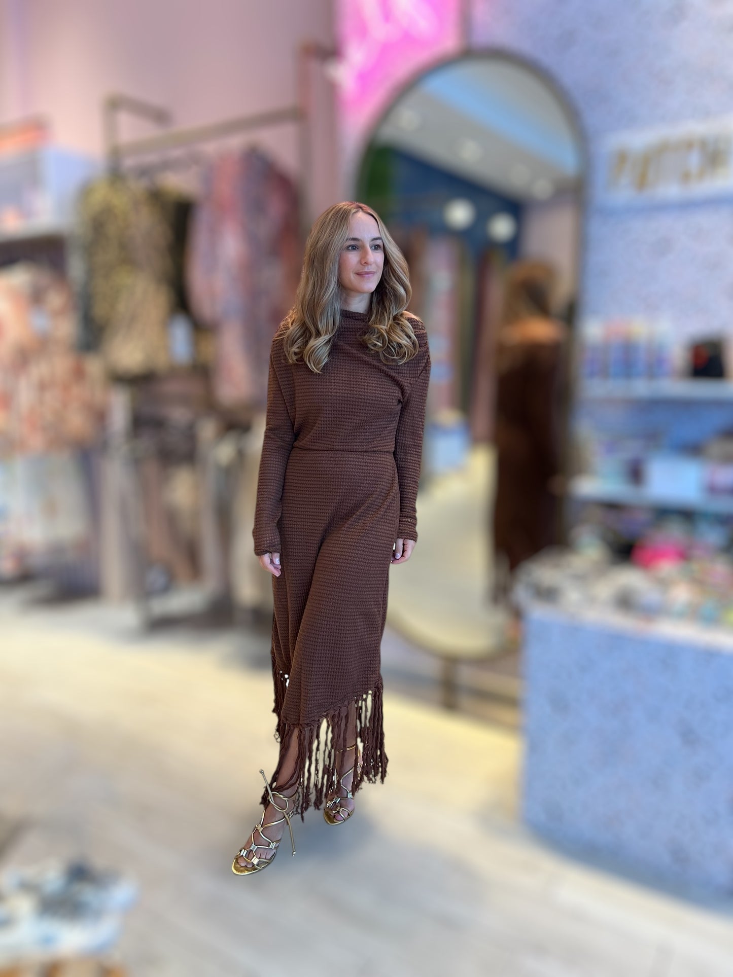 Brown Fringed Dress 18 abril