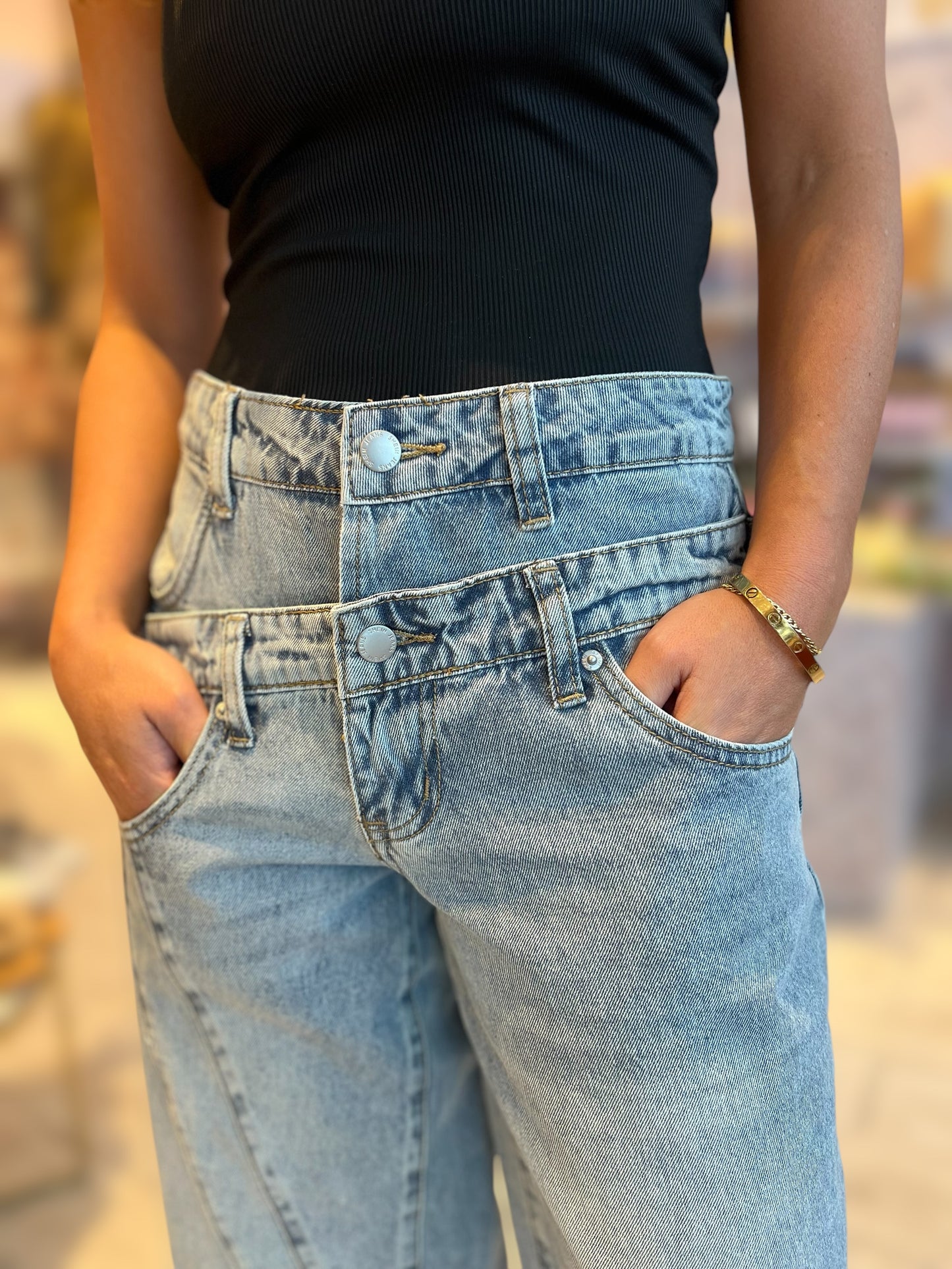 Double waist jeans