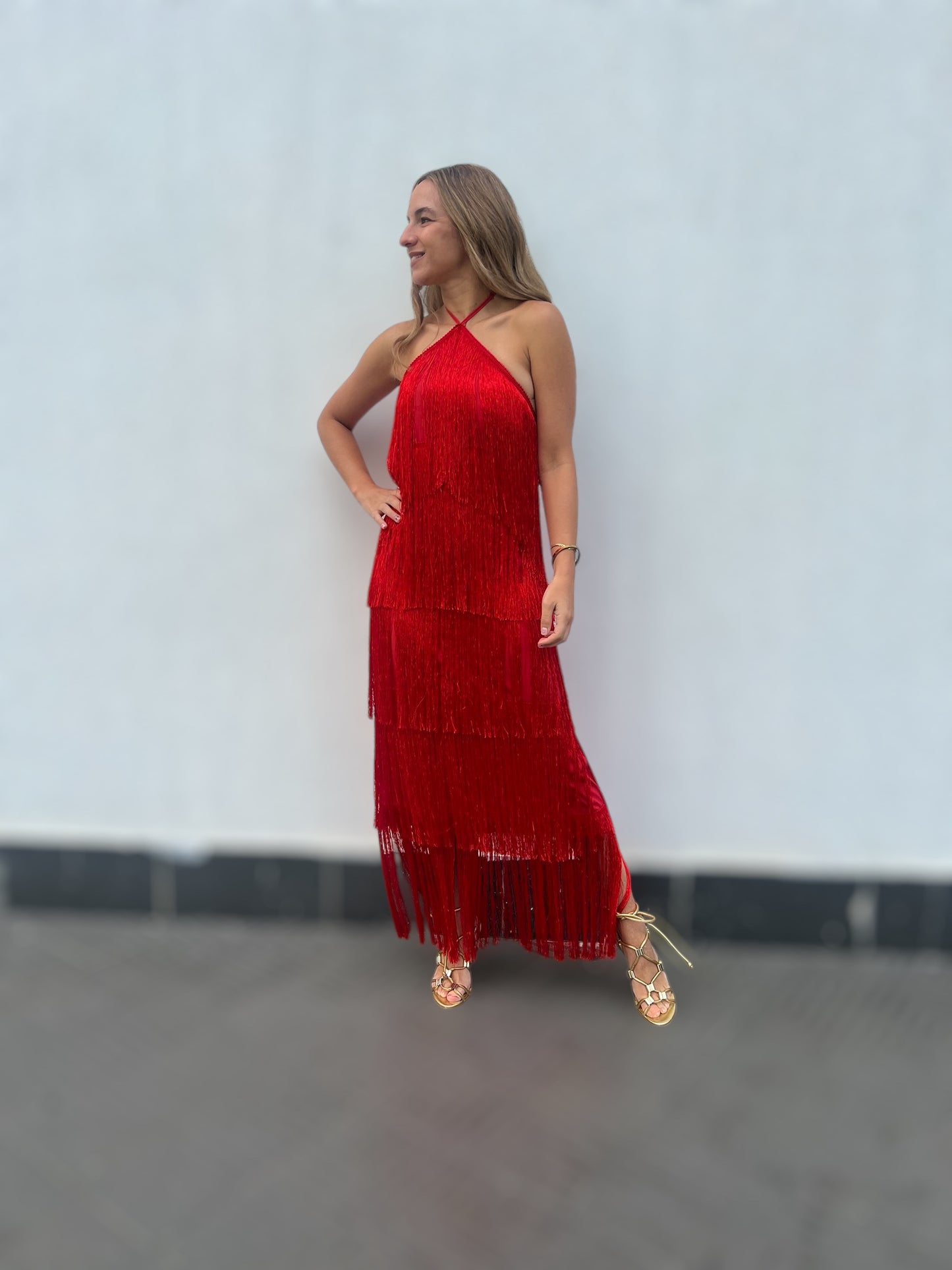 Red Gia’S Fringed Dress