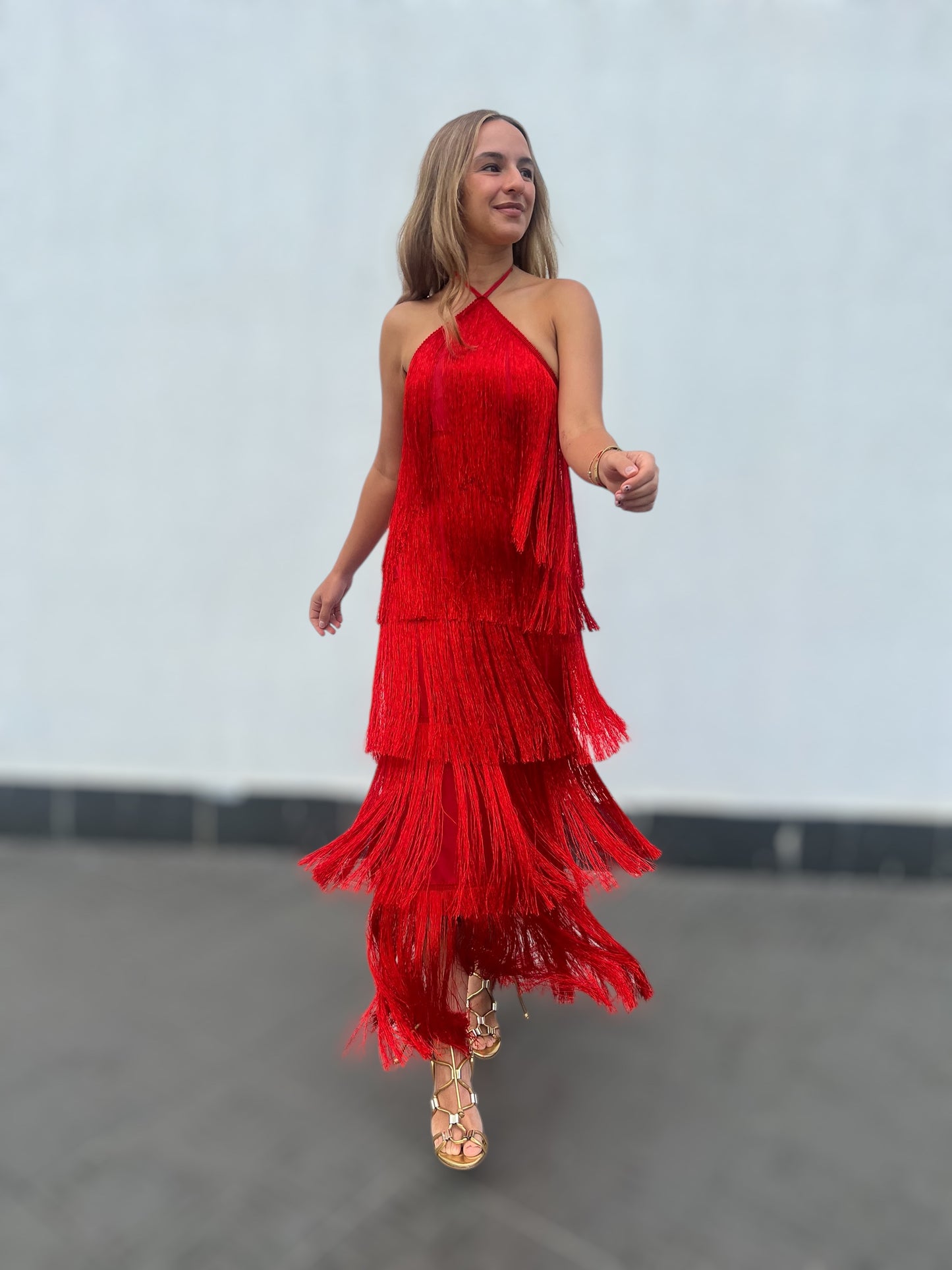 Red Gia’S Fringed Dress