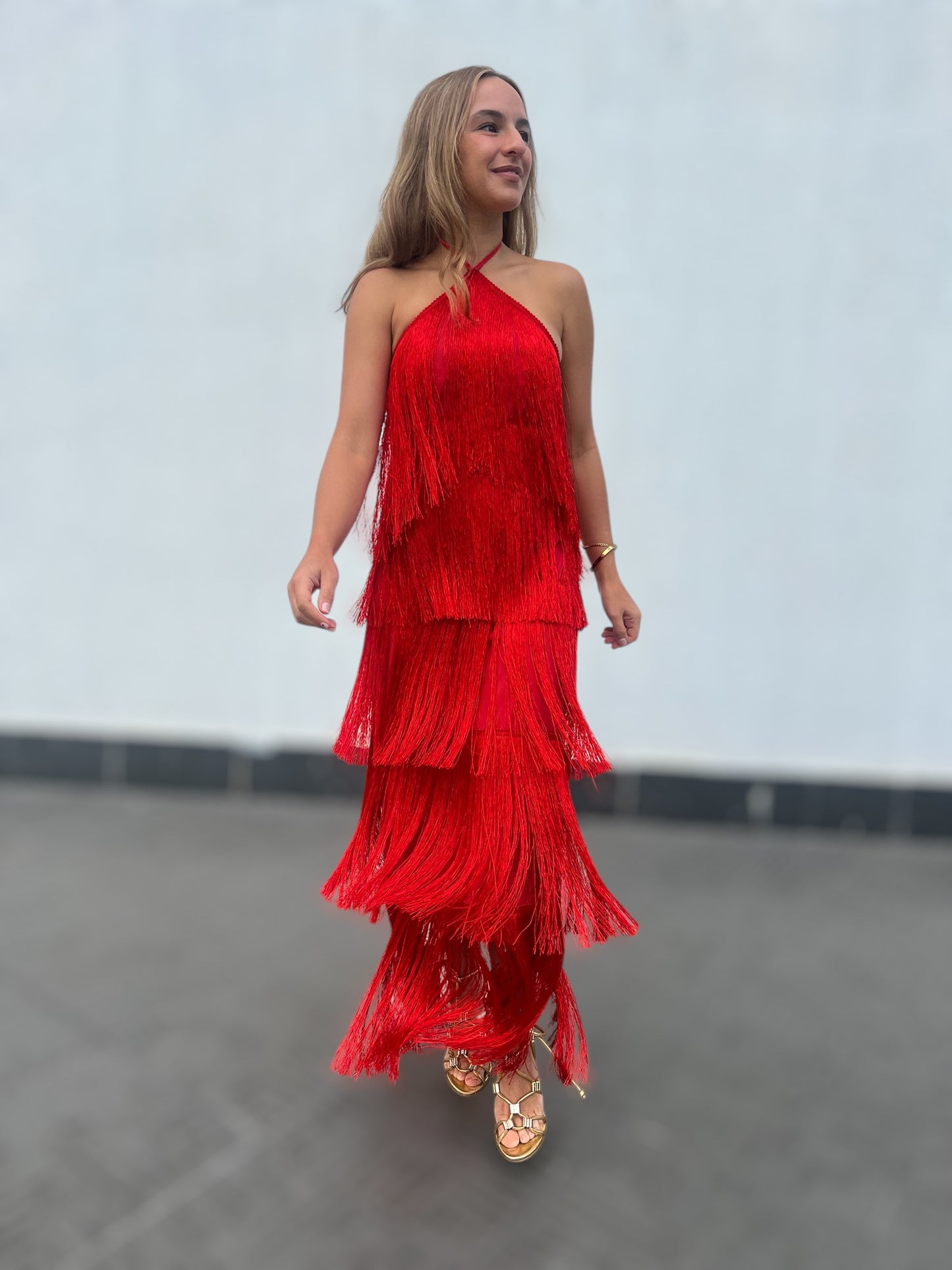 Red Gia’S Fringed Dress