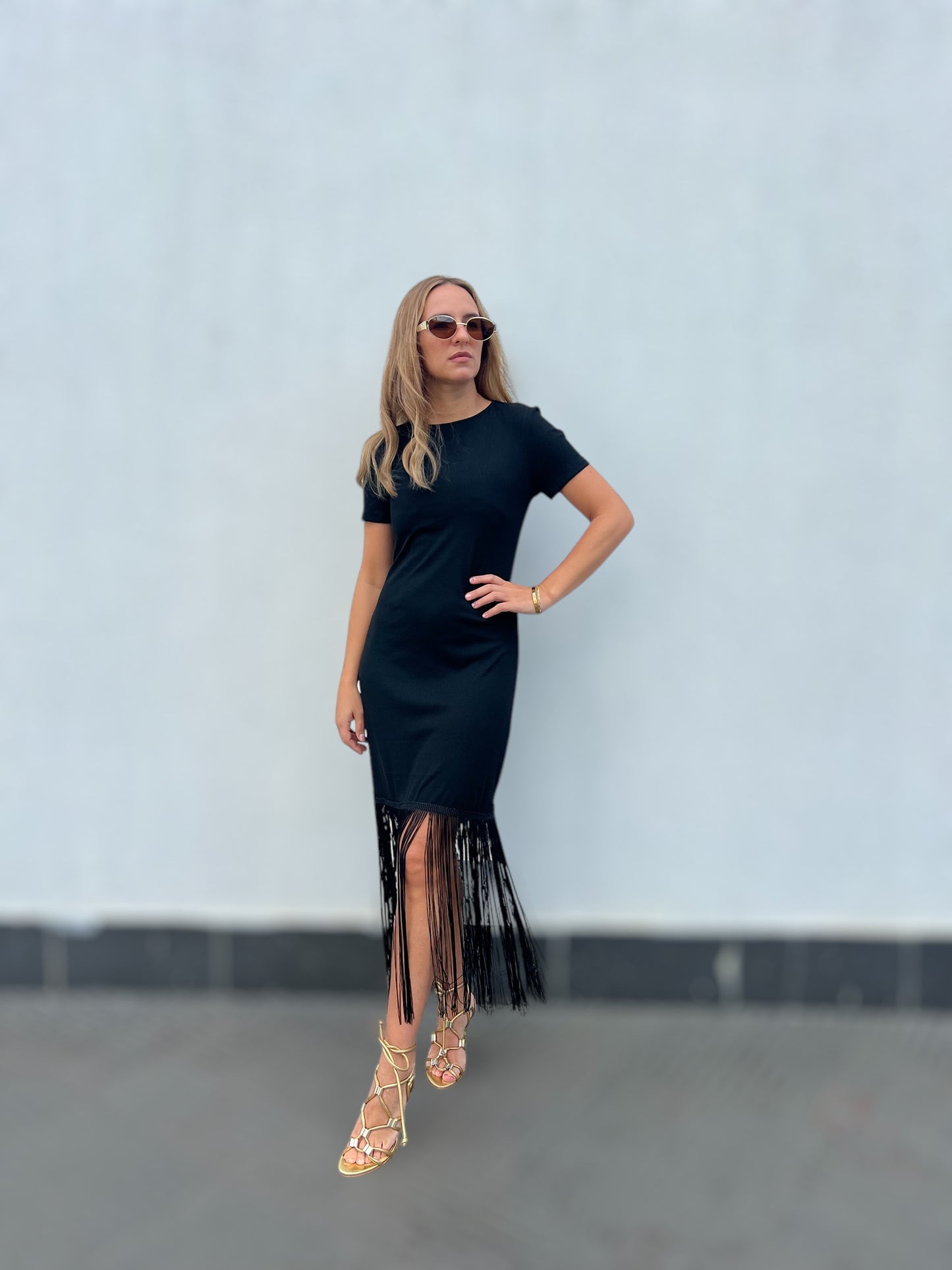 Black Fringed Dress