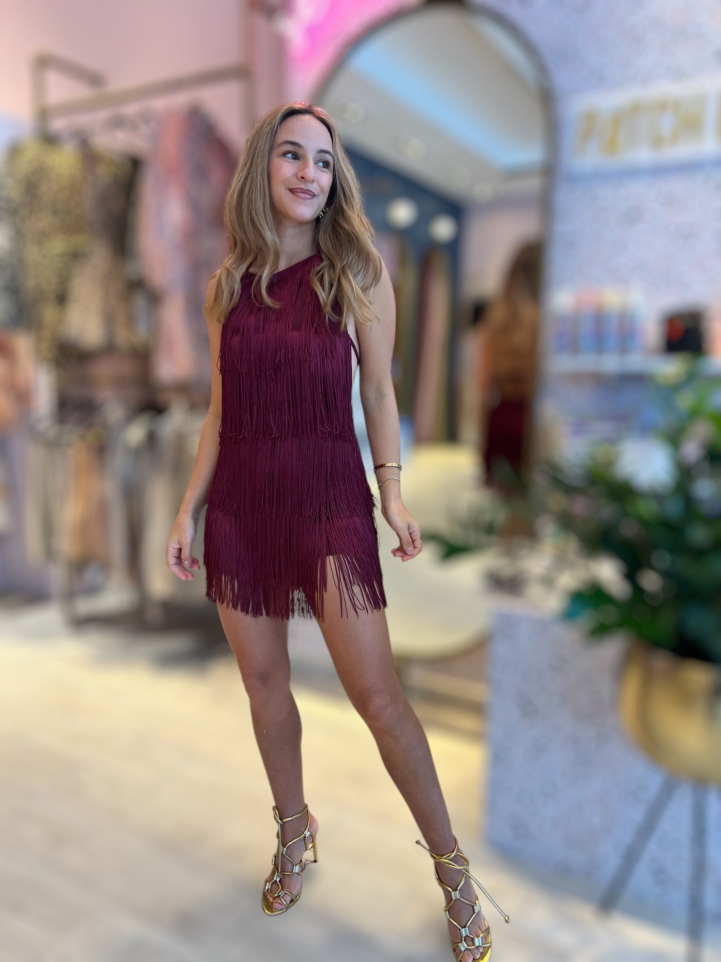 Burgundy Fringed romper