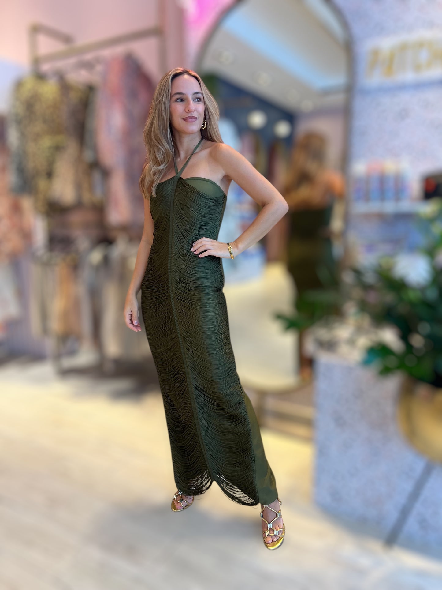 Olive Fringed Gia’s Dress