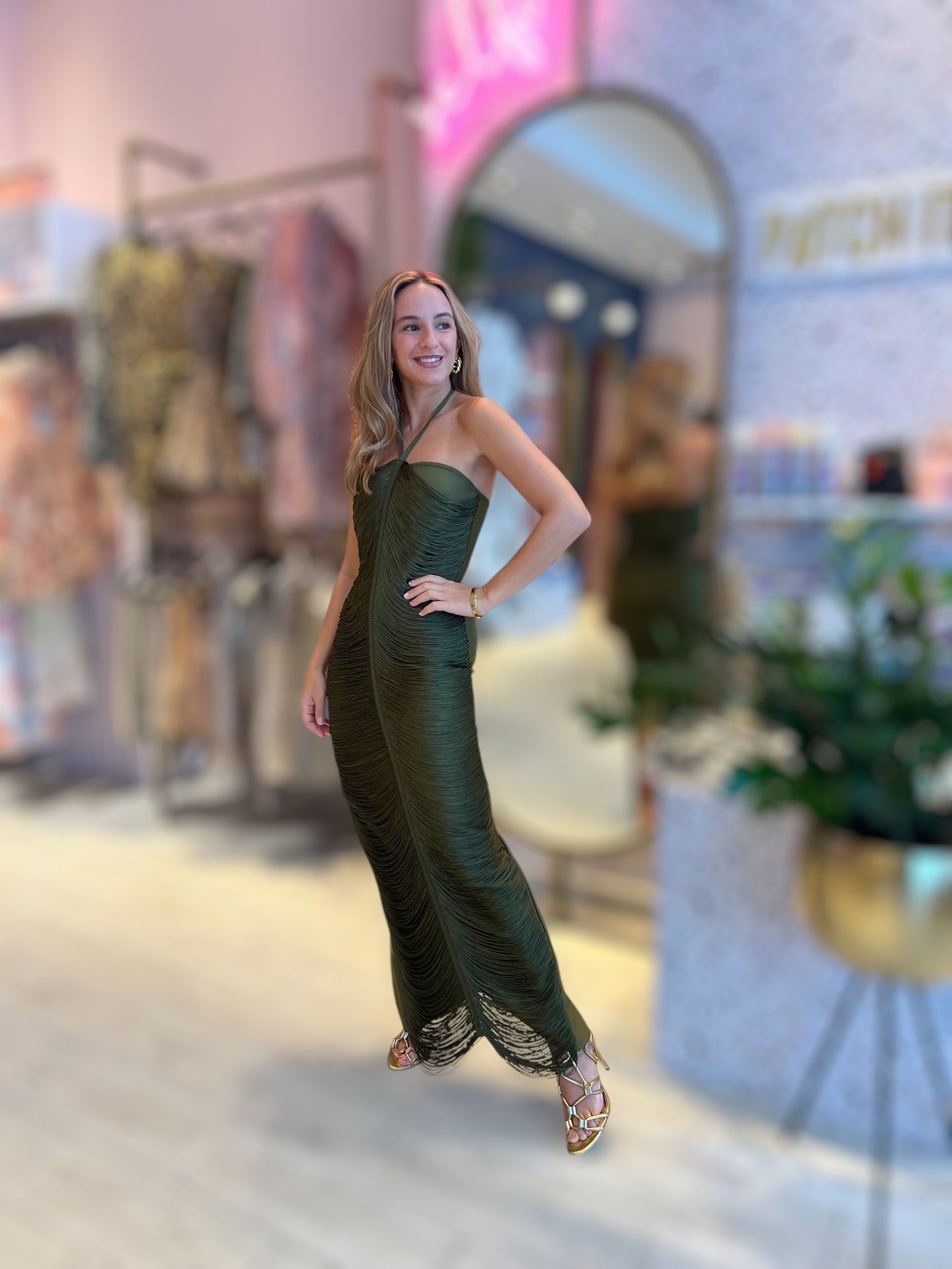 Olive Fringed Gia’s Dress