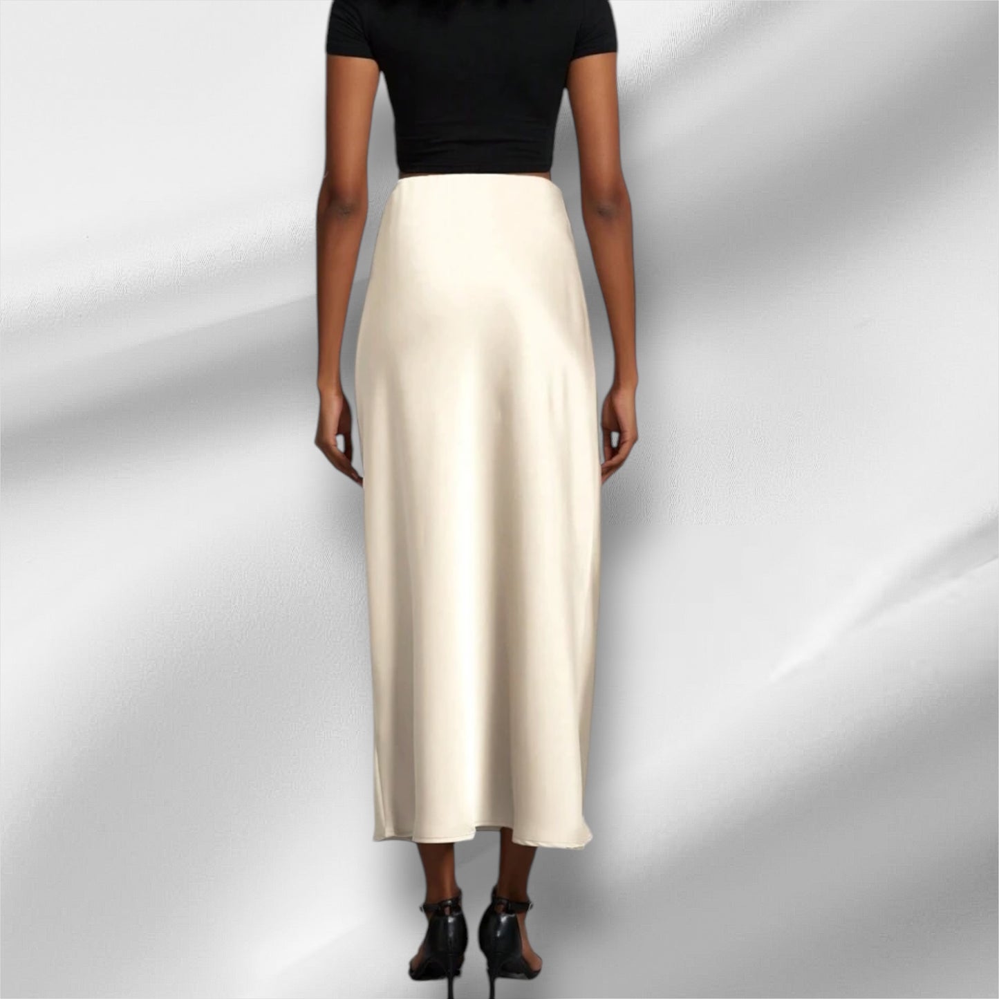Cream Silky midi skirt 24 abril