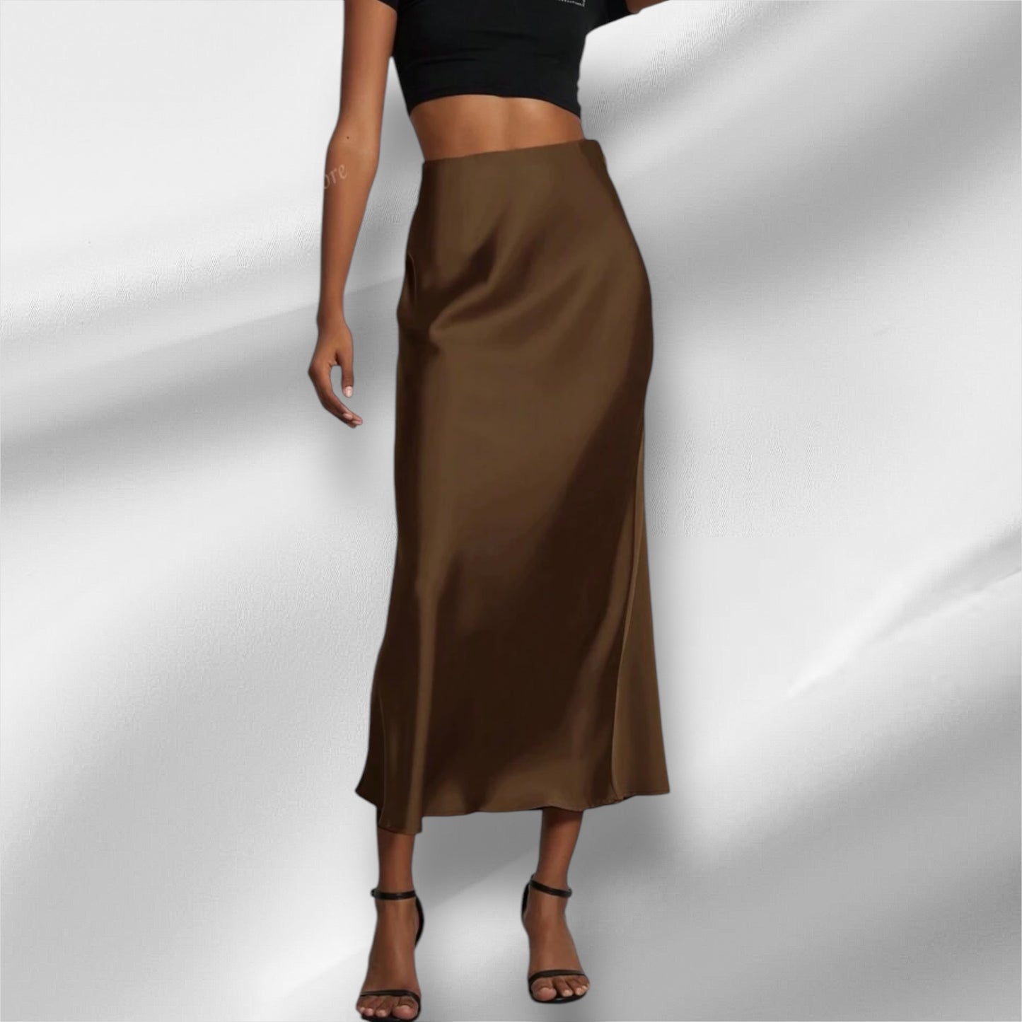 Brown Silky midi skirt 24 abril