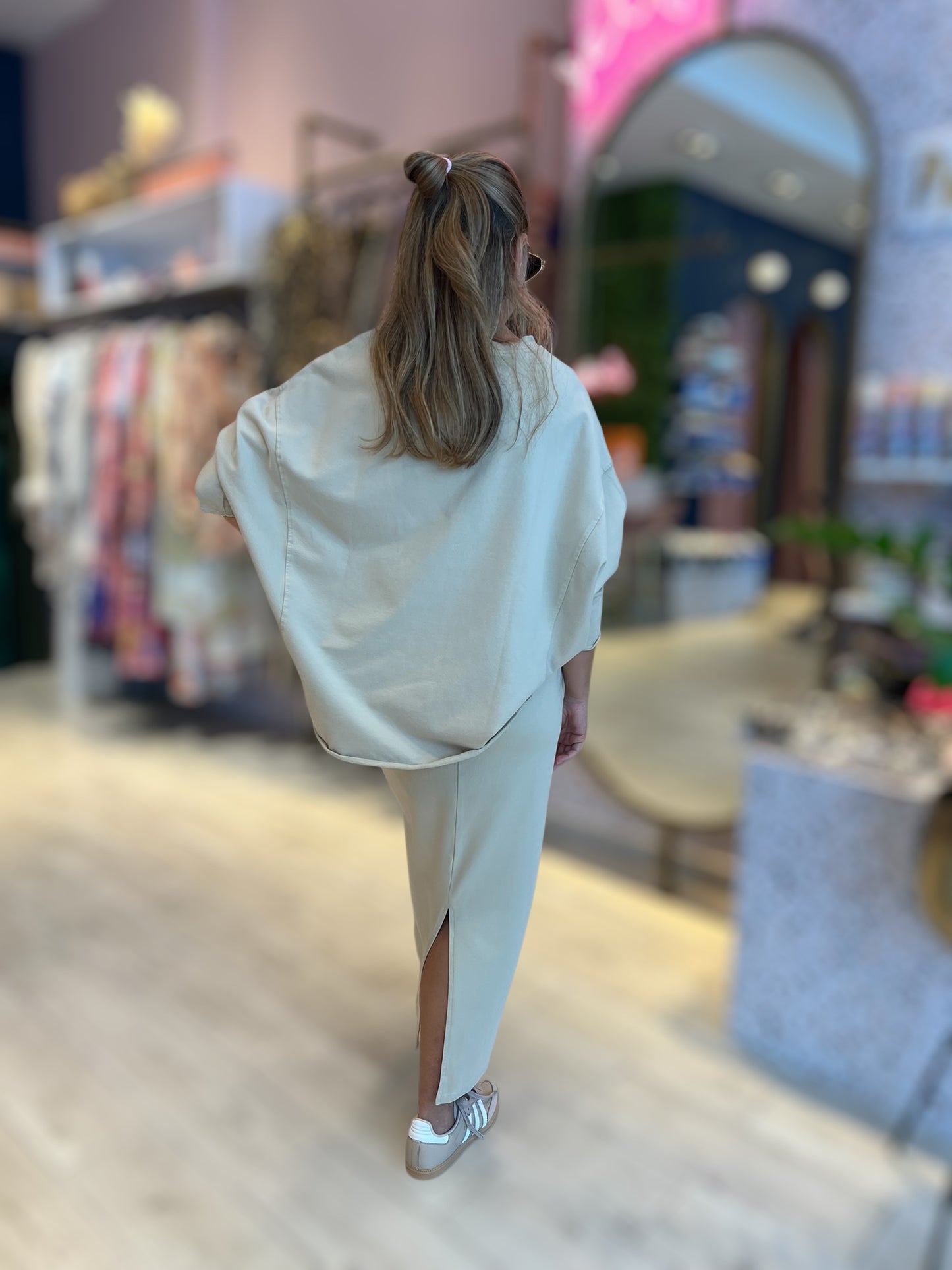 Daniela’s Taupe loungewear skirt set