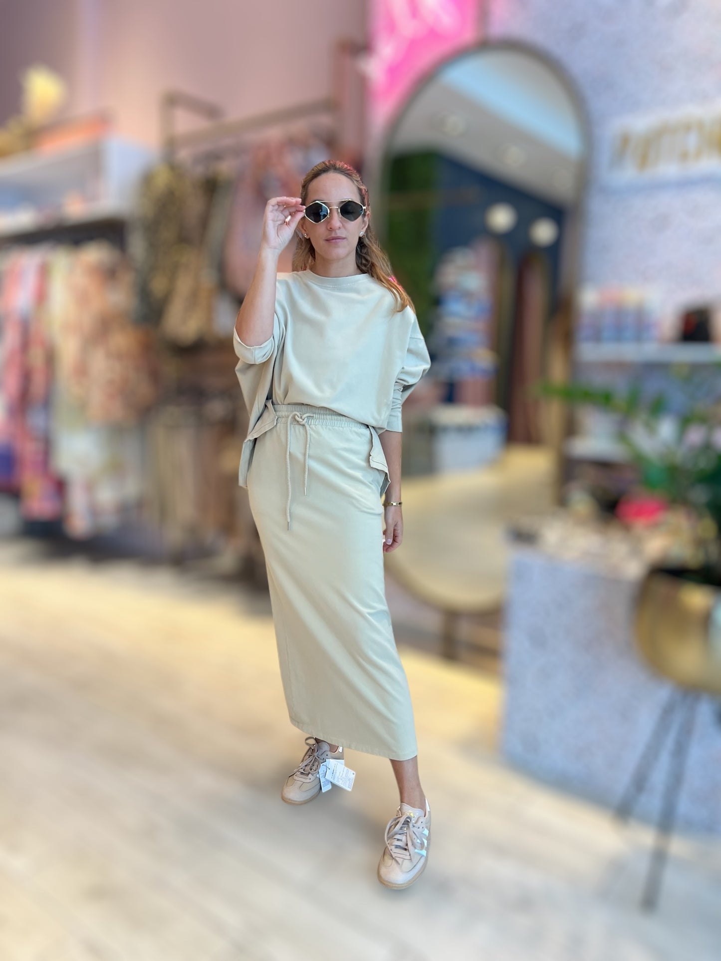 Daniela’s Taupe loungewear skirt set