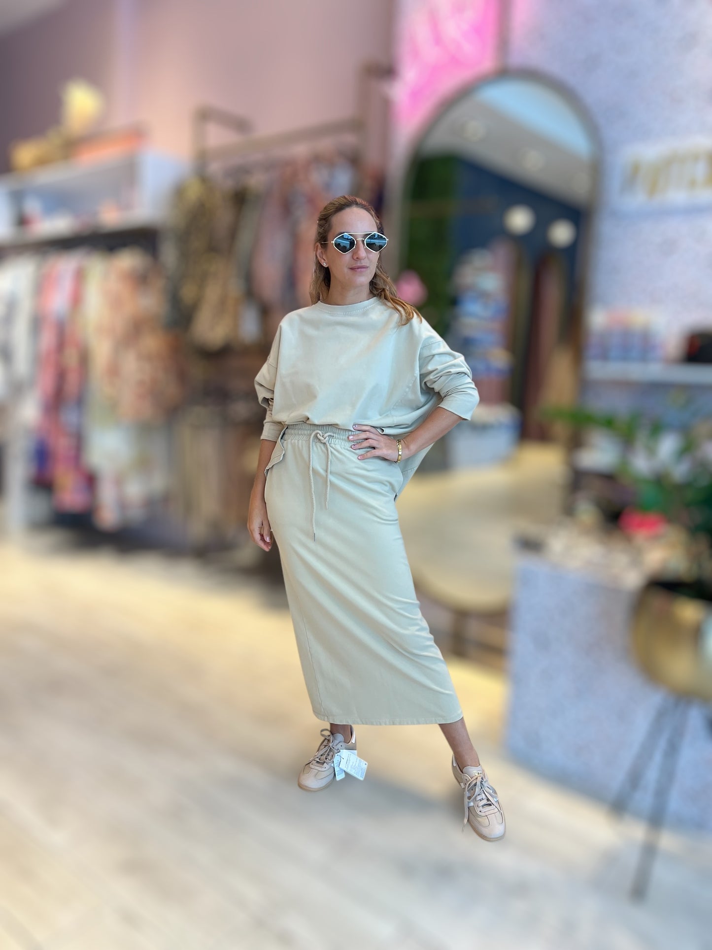 Daniela’s Taupe loungewear skirt set
