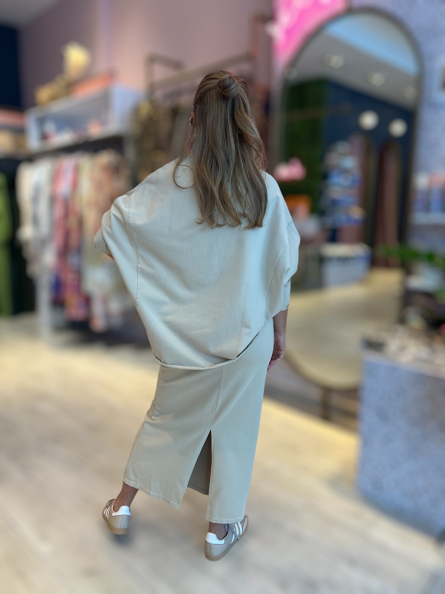 Daniela’s Taupe loungewear skirt set