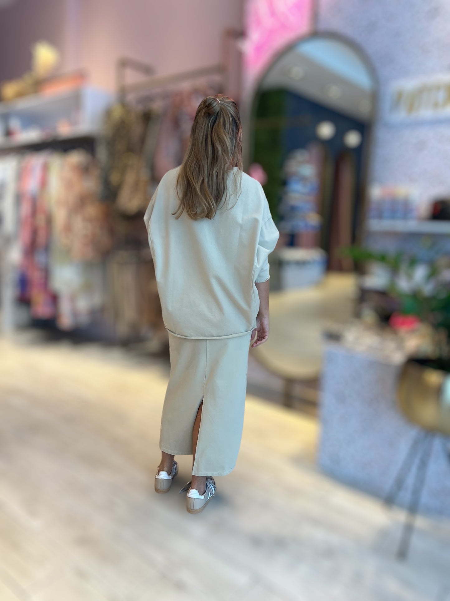 Daniela’s Taupe loungewear skirt set