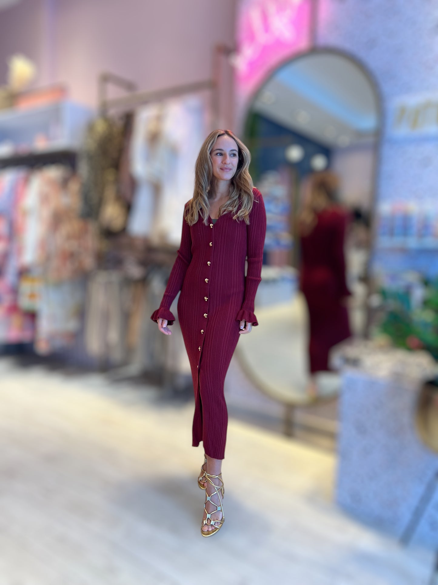 Wine ribbed dress