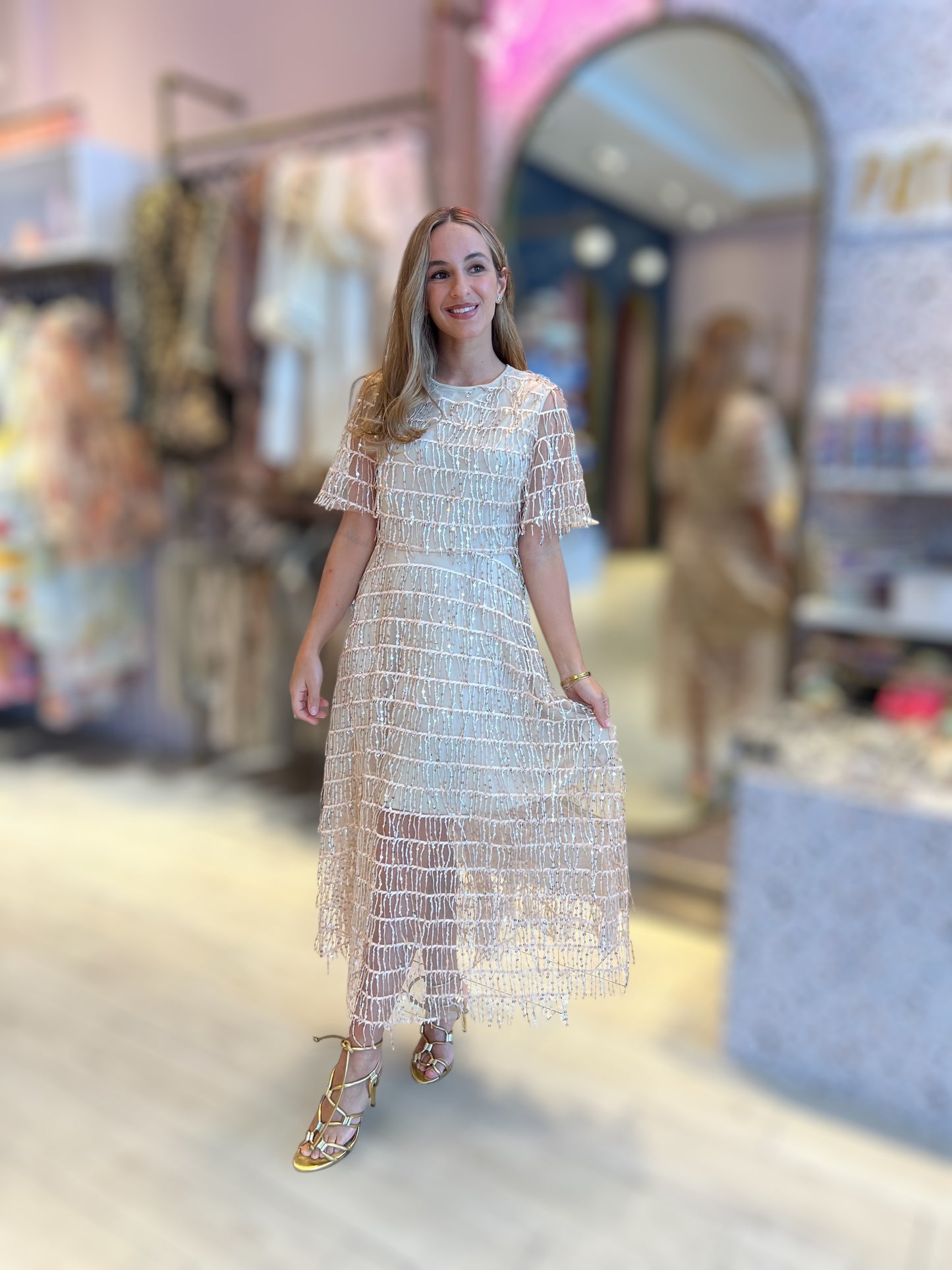 Nude sparkling dress