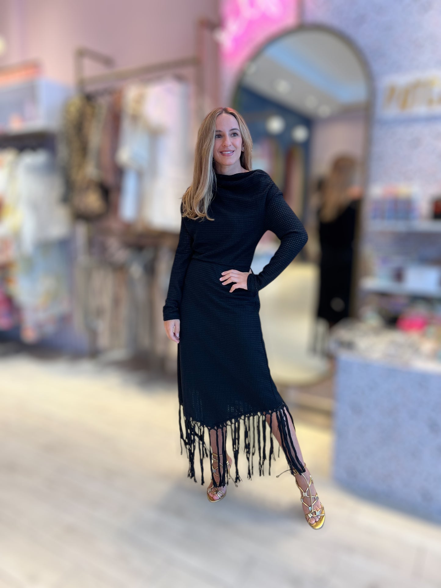 Black Fringed Dress