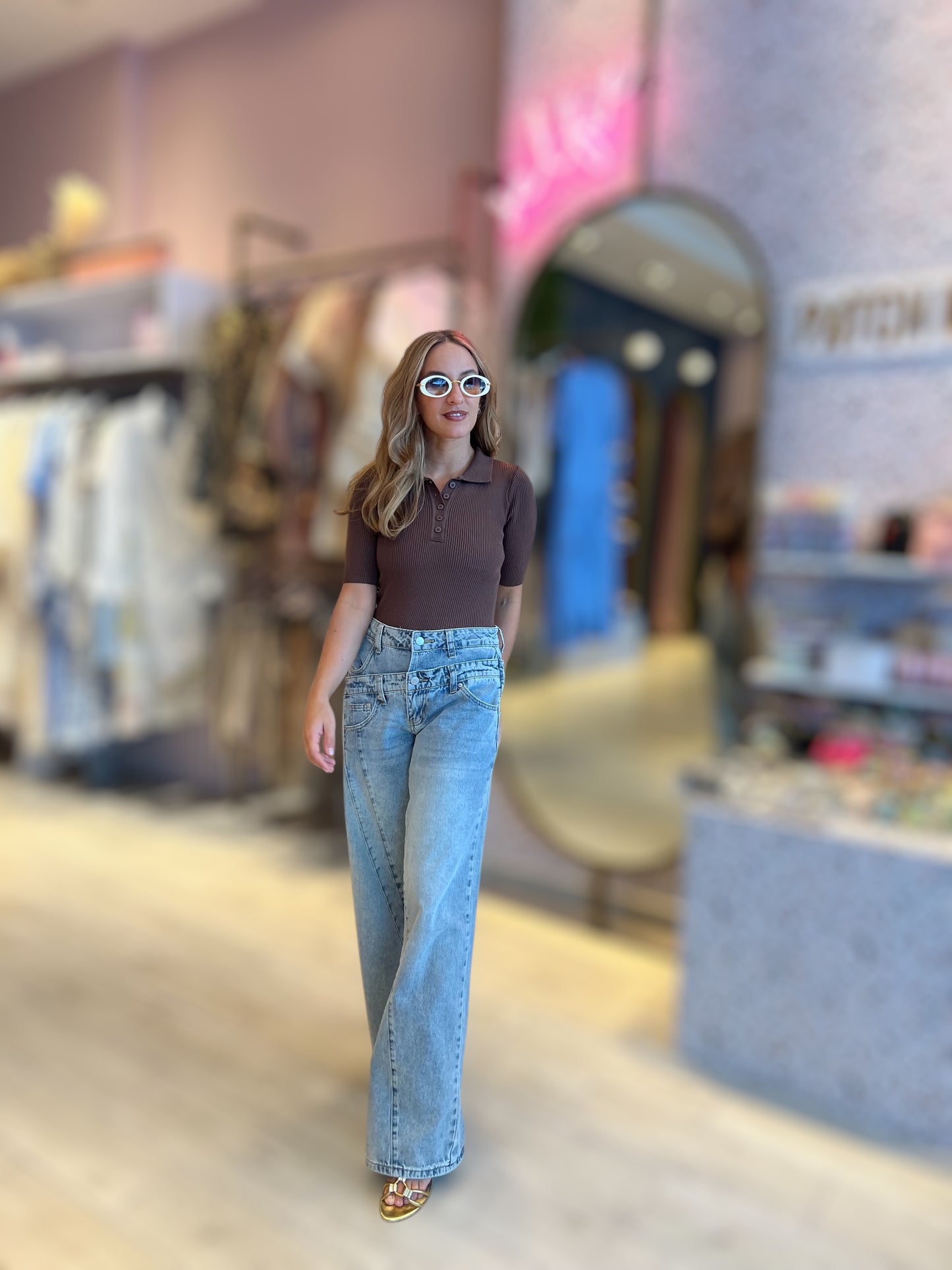 Coffee ribbed top