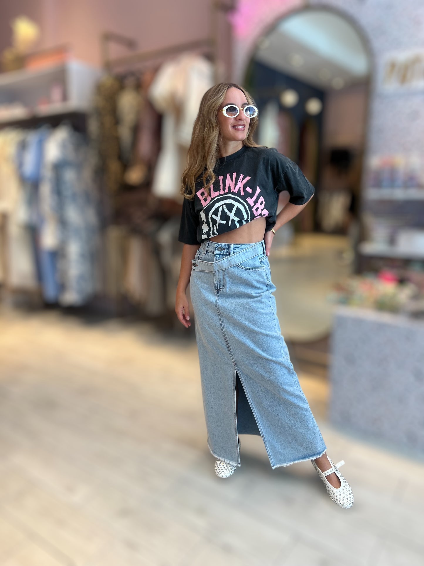 Light denim Criss cross skirt