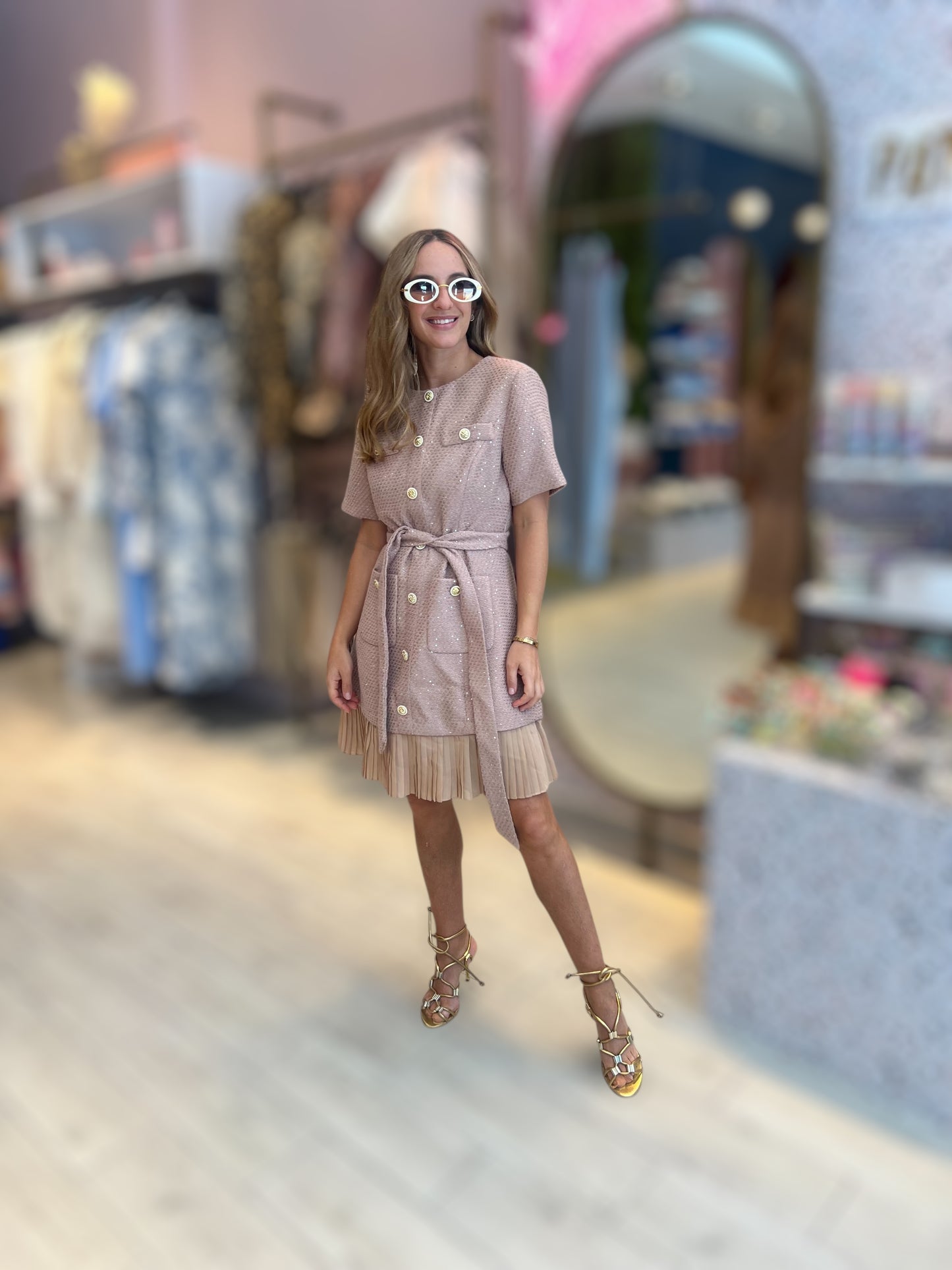 Taupe tweed dress