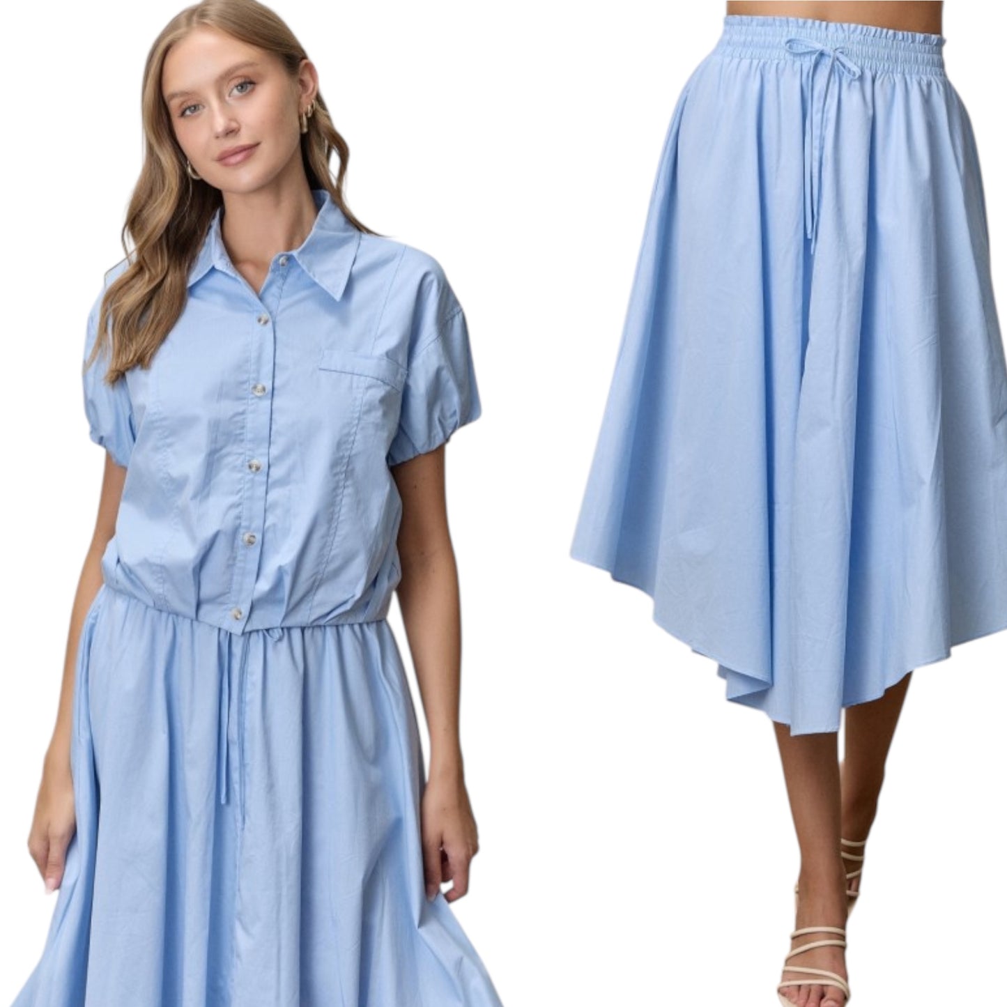 Light Blue Tzniut skirt set