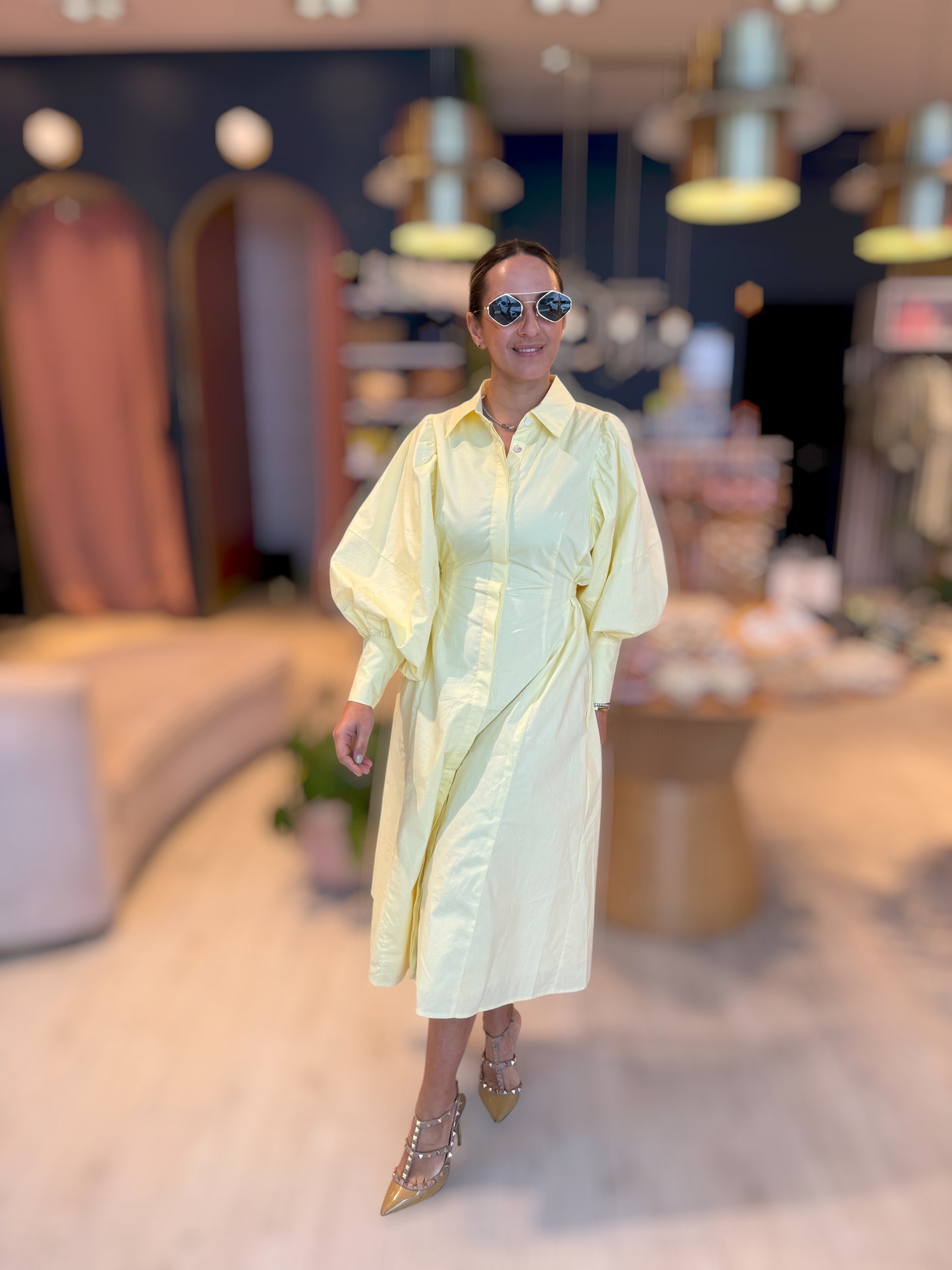 Butter yellow puffy dress