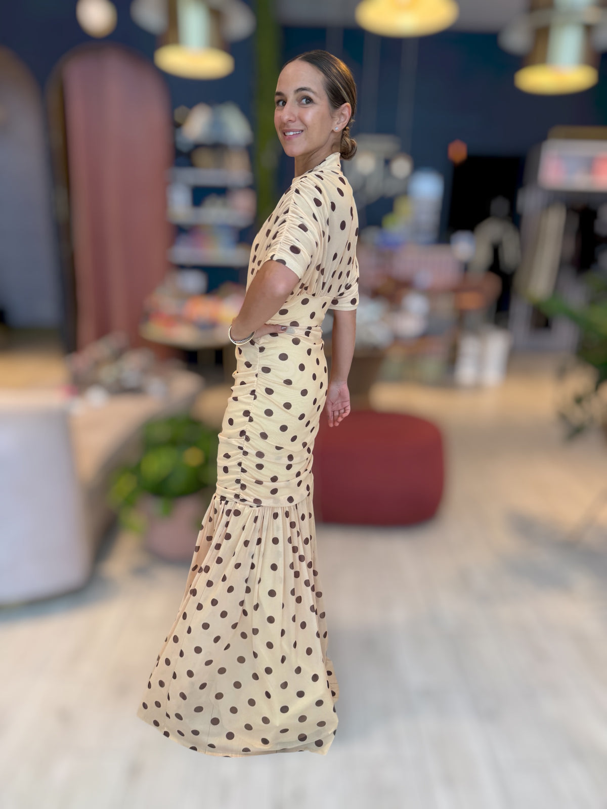 Butter yellow polka dots dress
