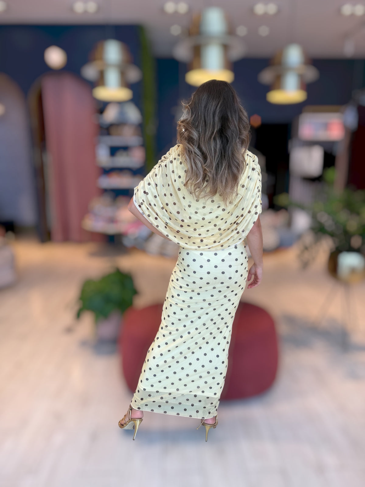 Butter yellow polka dots dress