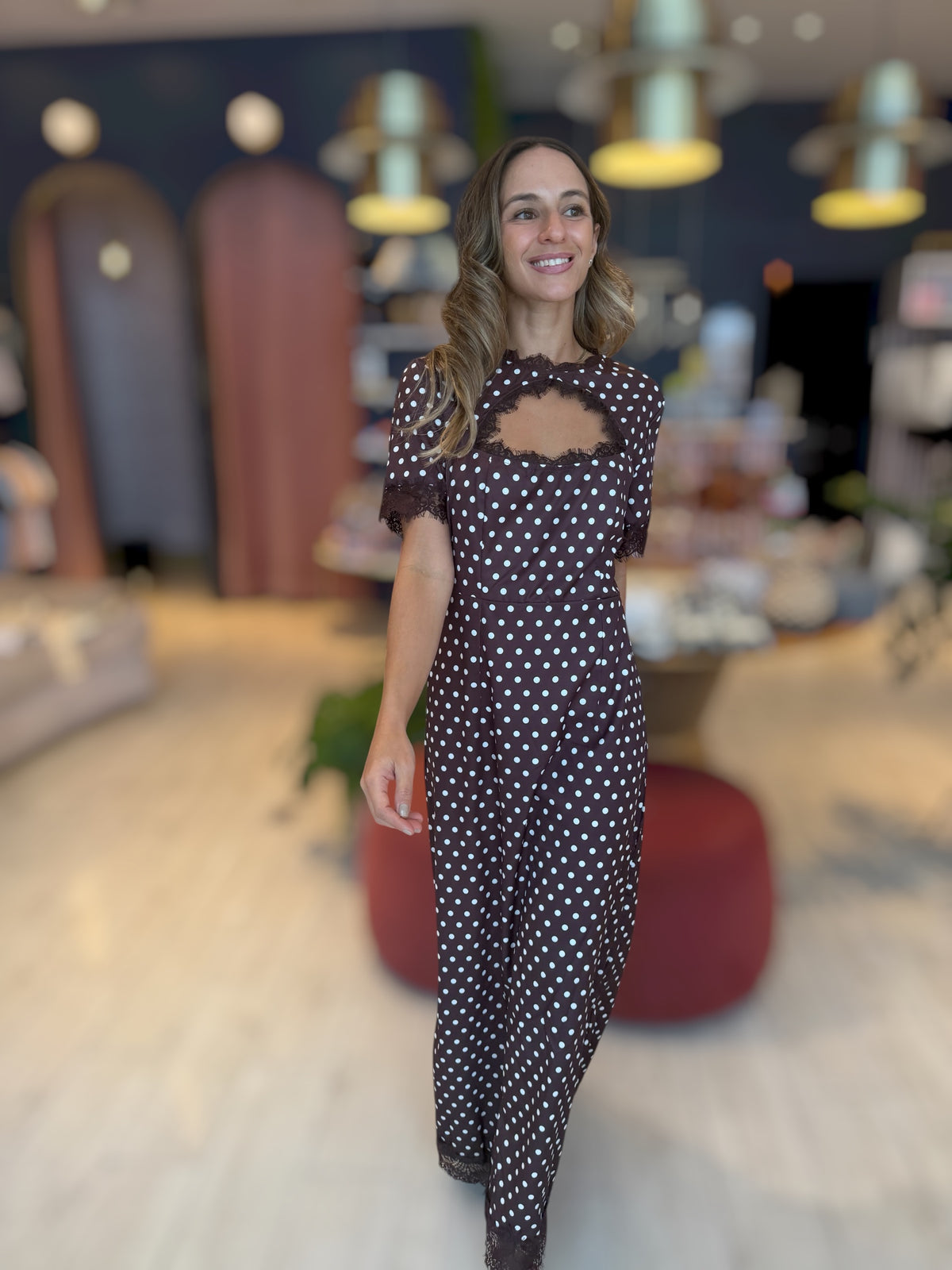 Brown polka Dress