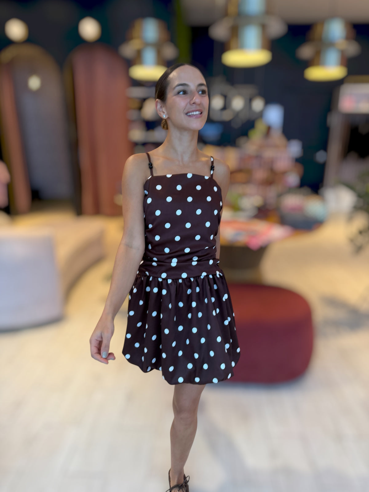 Polka dots Brown bubble dress