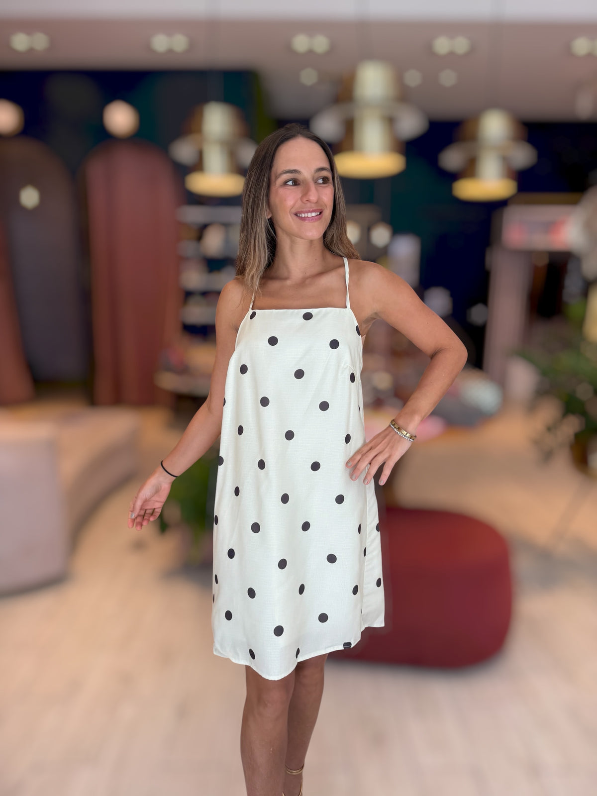 White polka dots dress