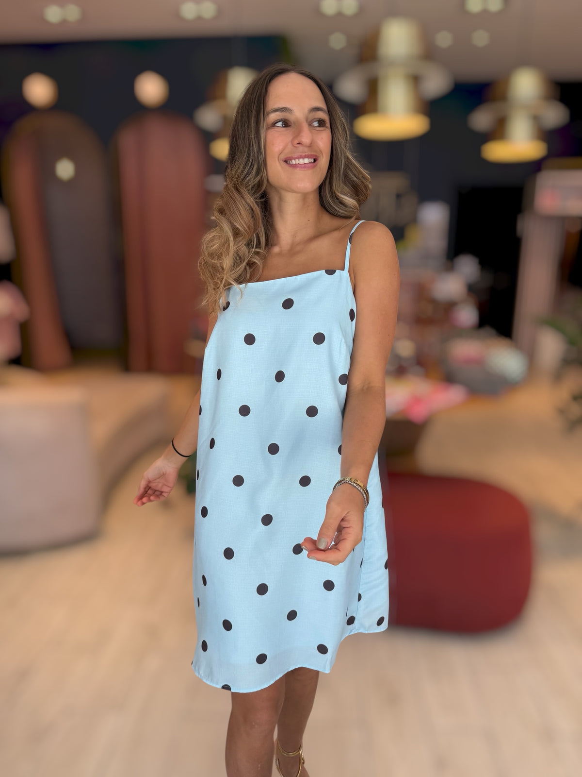 Light Blue polka dots dress