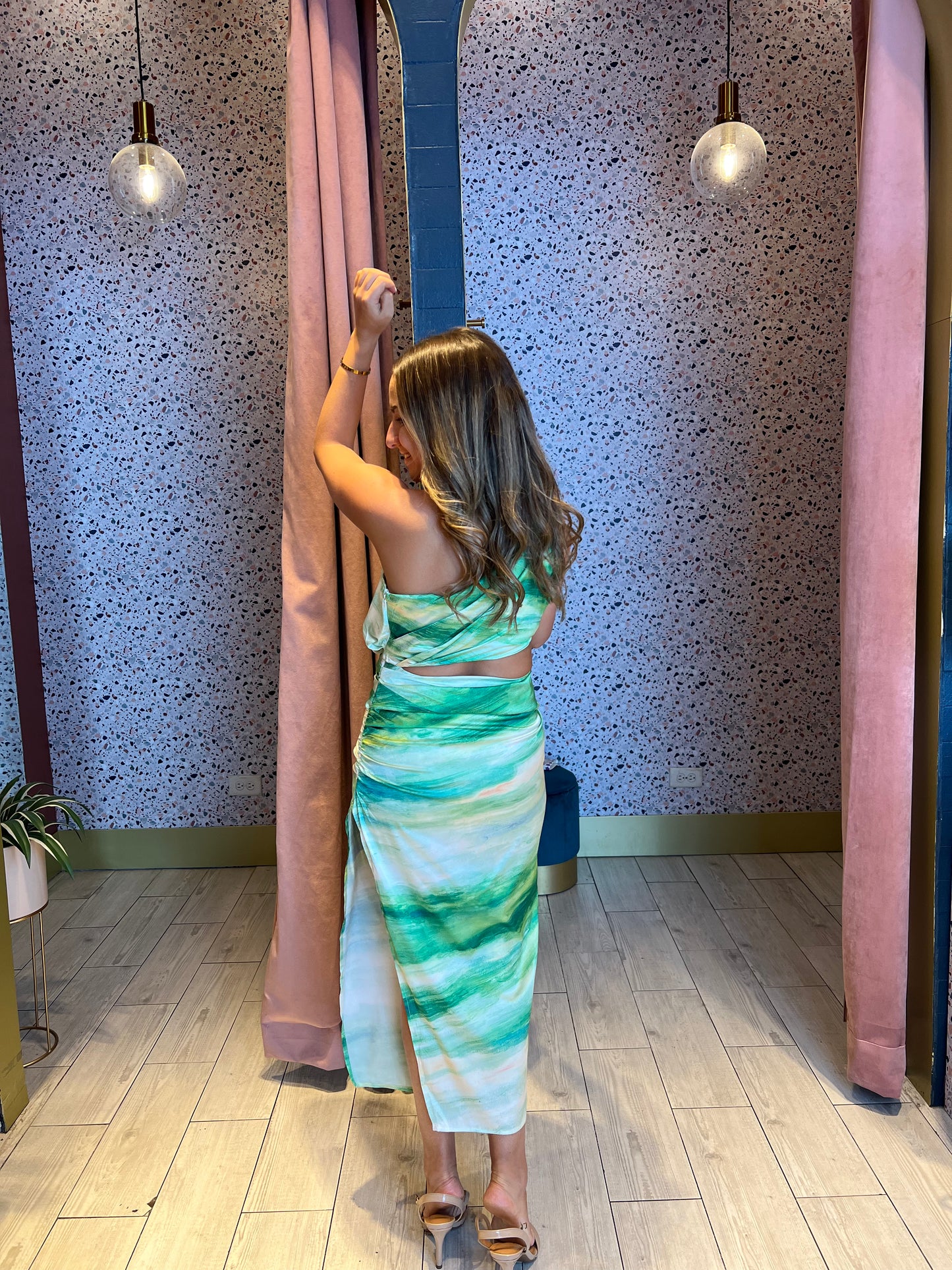 Tie dye cut out dress