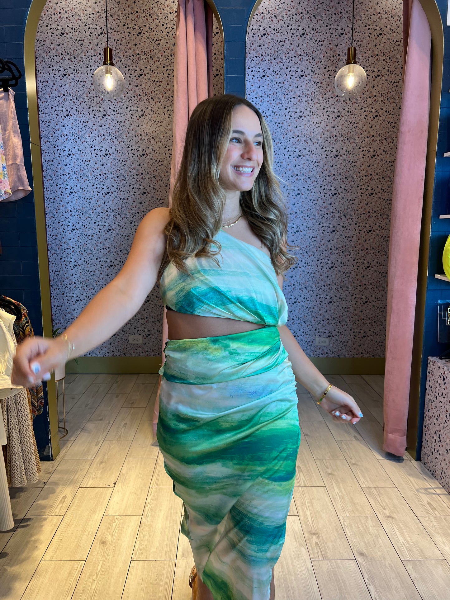 Tie dye cut out dress