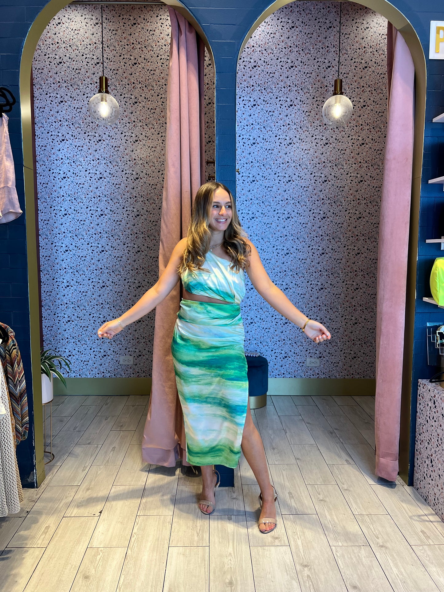 Tie dye cut out dress